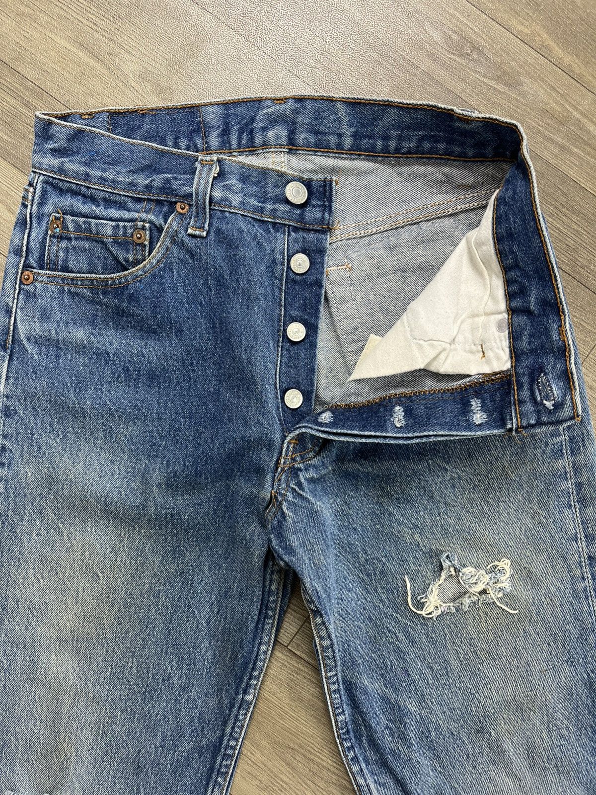 Levi's Vintage Clothing 🇺🇸1970s Vintage Levis 501 LVC 29x32 Distressed Blue Jeans Size US 29 - 5 Thumbnail