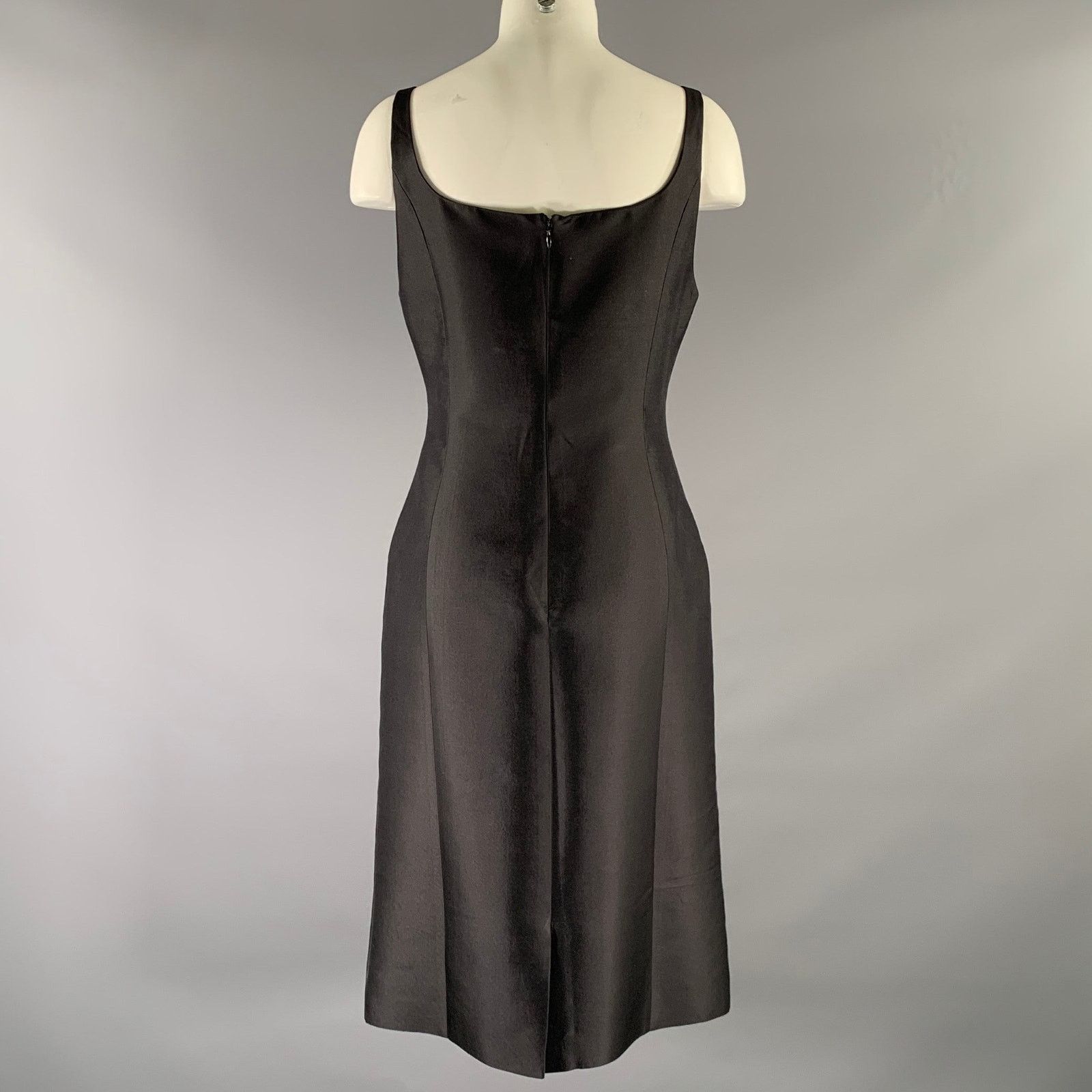 Luciano Barbera LUCIANO BARBERA Size 8 Black Silk Wool Scoop Neck Dress Size M / US 6-8 / IT 42-44 - 3 Thumbnail