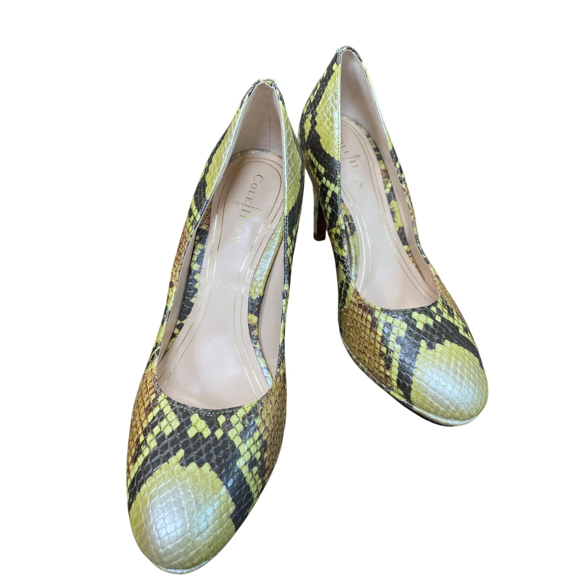 Cole Haan Cole Haan Womans Brown Green Snake Print Leather 3.5" Heels Size US 6 / IT 36 - 15 Thumbnail