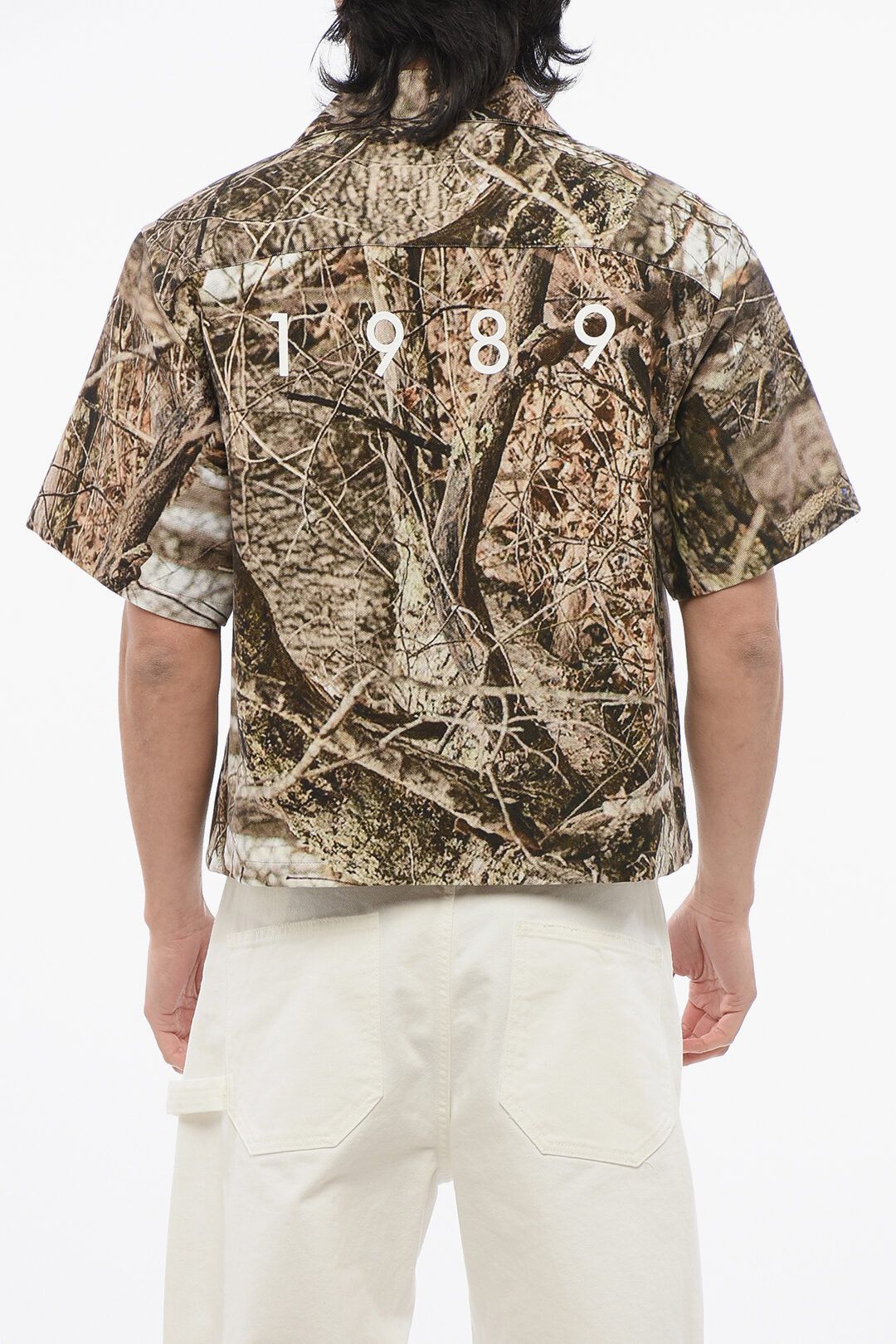 1989 STUDIO og1mm0725 Cotton Camouflage Bowling Shirt in Brown Size US S / EU 44-46 / 1 - 2 Thumbnail