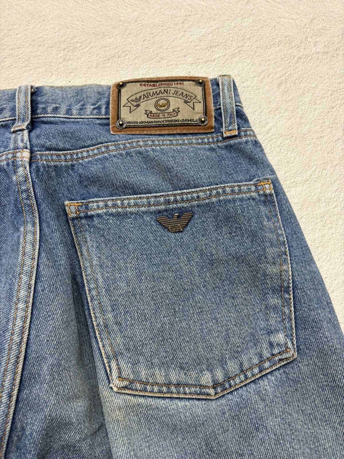 Giorgio Armani 90s armani exchange dirty mud wash denim y2k style Size US 30 / EU 46 - 7 Thumbnail