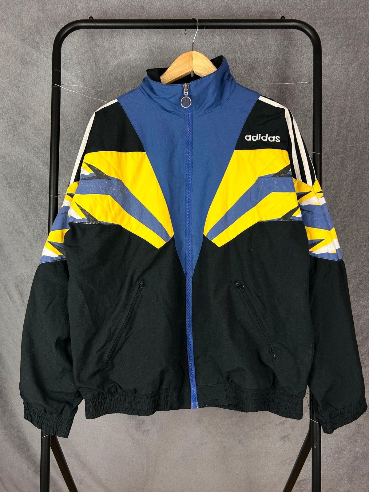 Adidas × Vintage Adidas vintage 90s zip jacket 3 stripes black Size US L / EU 52-54 / 3 - 1 Thumbnail