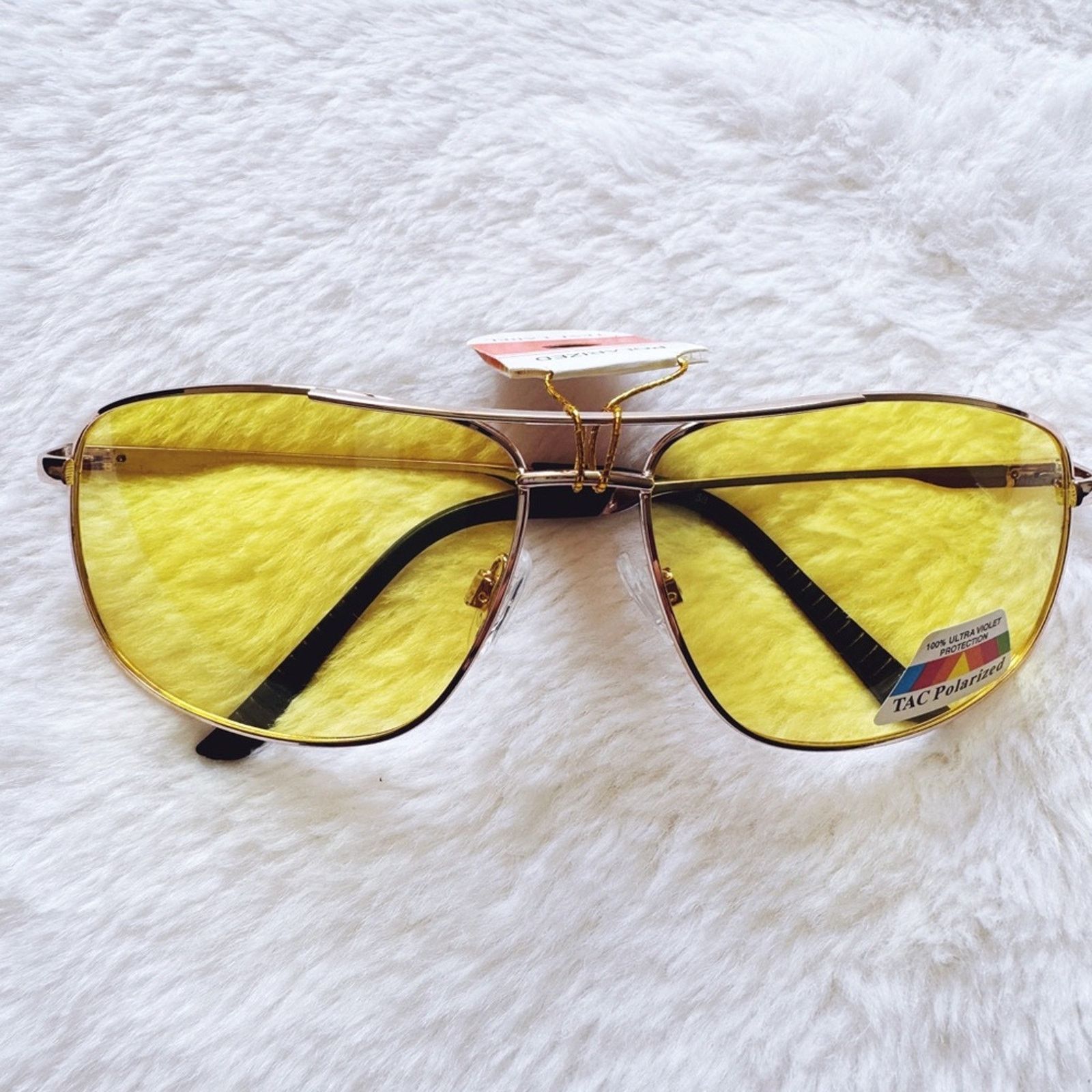 Other Oscar Clear Yellow w/ Gold Rim Aviator Sunglasses Size ONE SIZE - 1 Thumbnail
