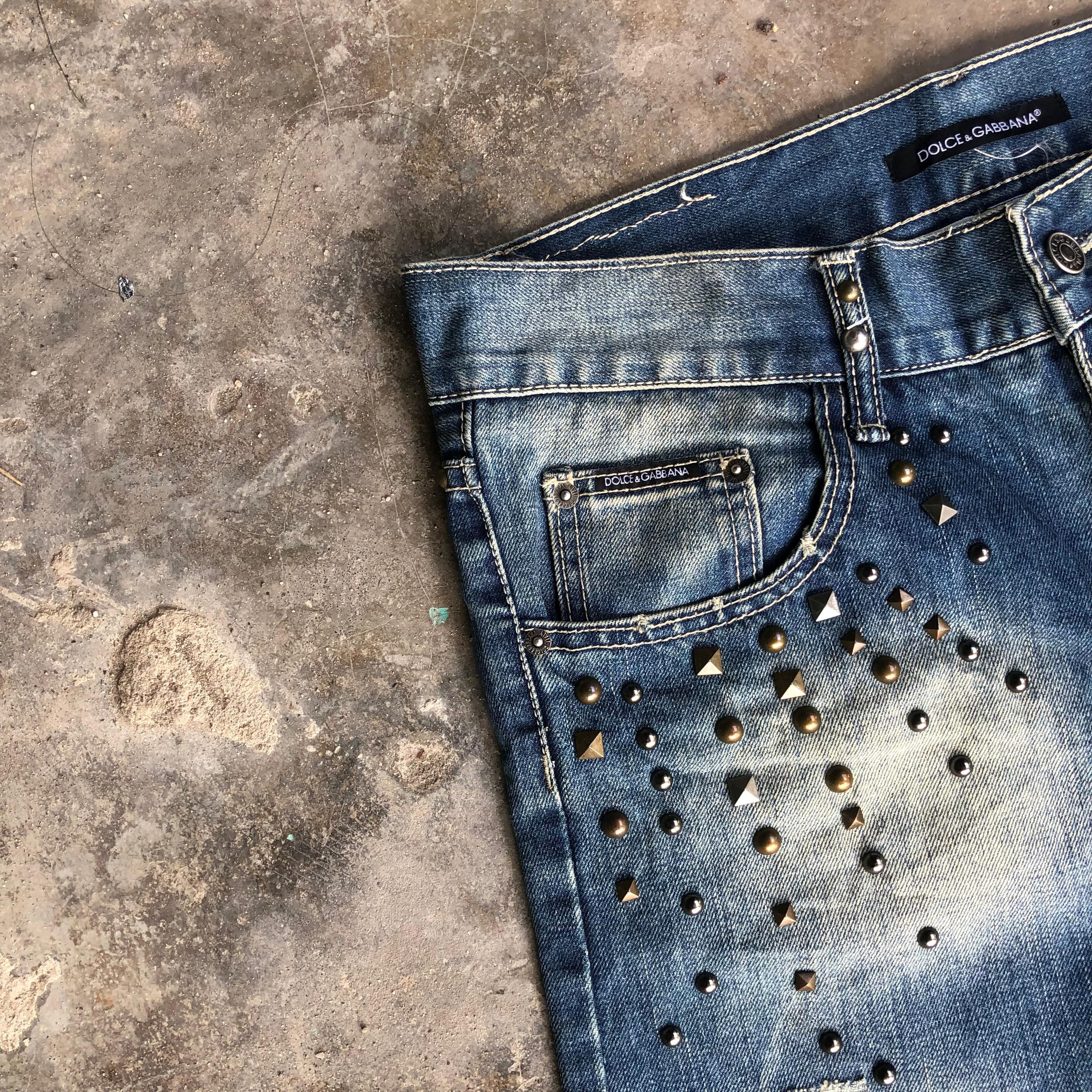 Dolce & Gabbana Dolce & Gabbana Studed Crushed Jeans Size US 34 / EU 50 - 5 Thumbnail
