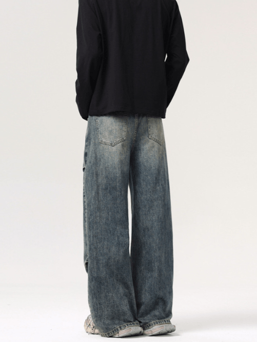 Japanese Brand Washed distressed vintage high street wide-leg jeans Size US 32 / EU 48 - 4 Thumbnail