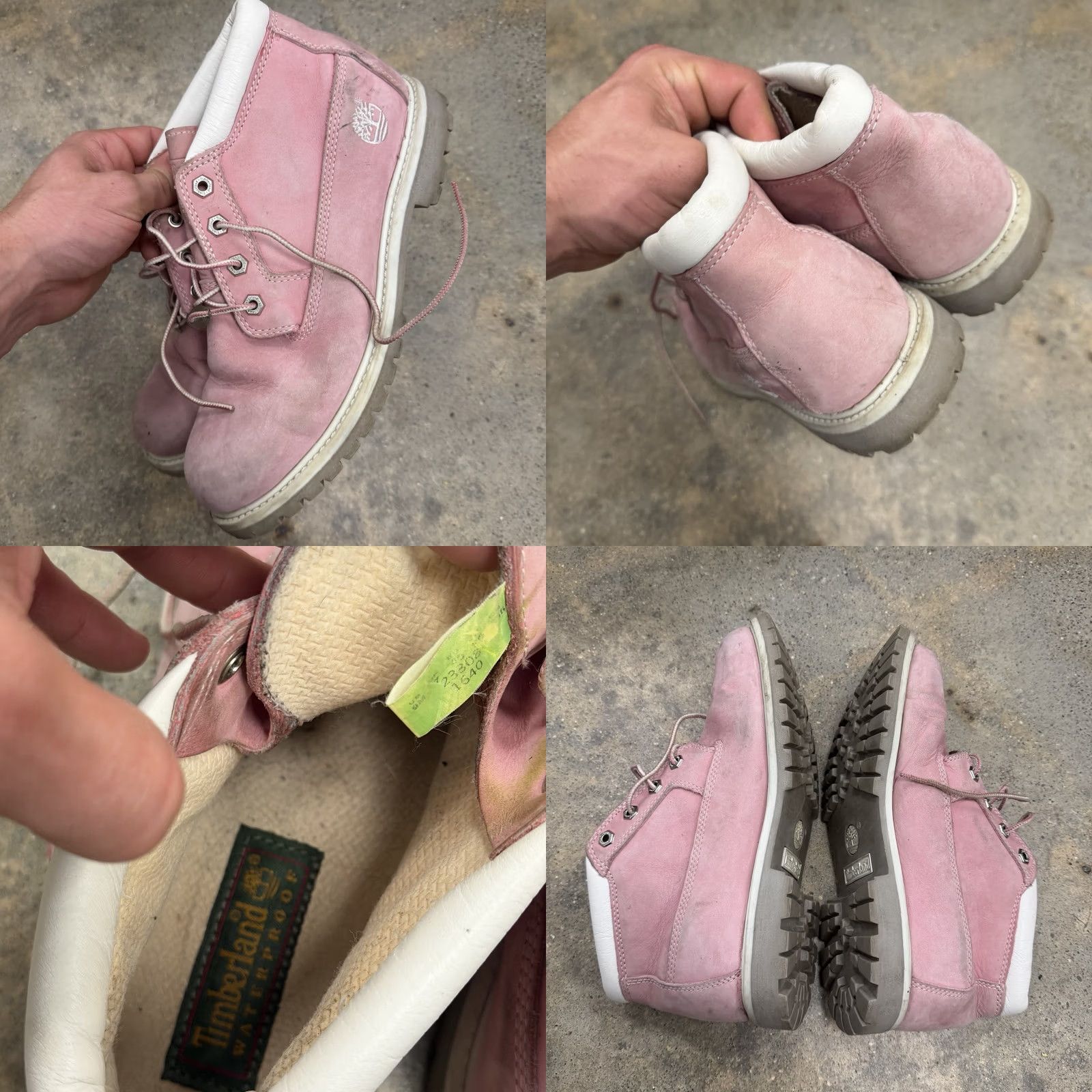 Timberland Timberland Pink Nubuck Leather Ankle Boots Womens Size 9M Lace Up Tree Logo Bootie Shoe Size US 7 / IT 37 - 8 Thumbnail