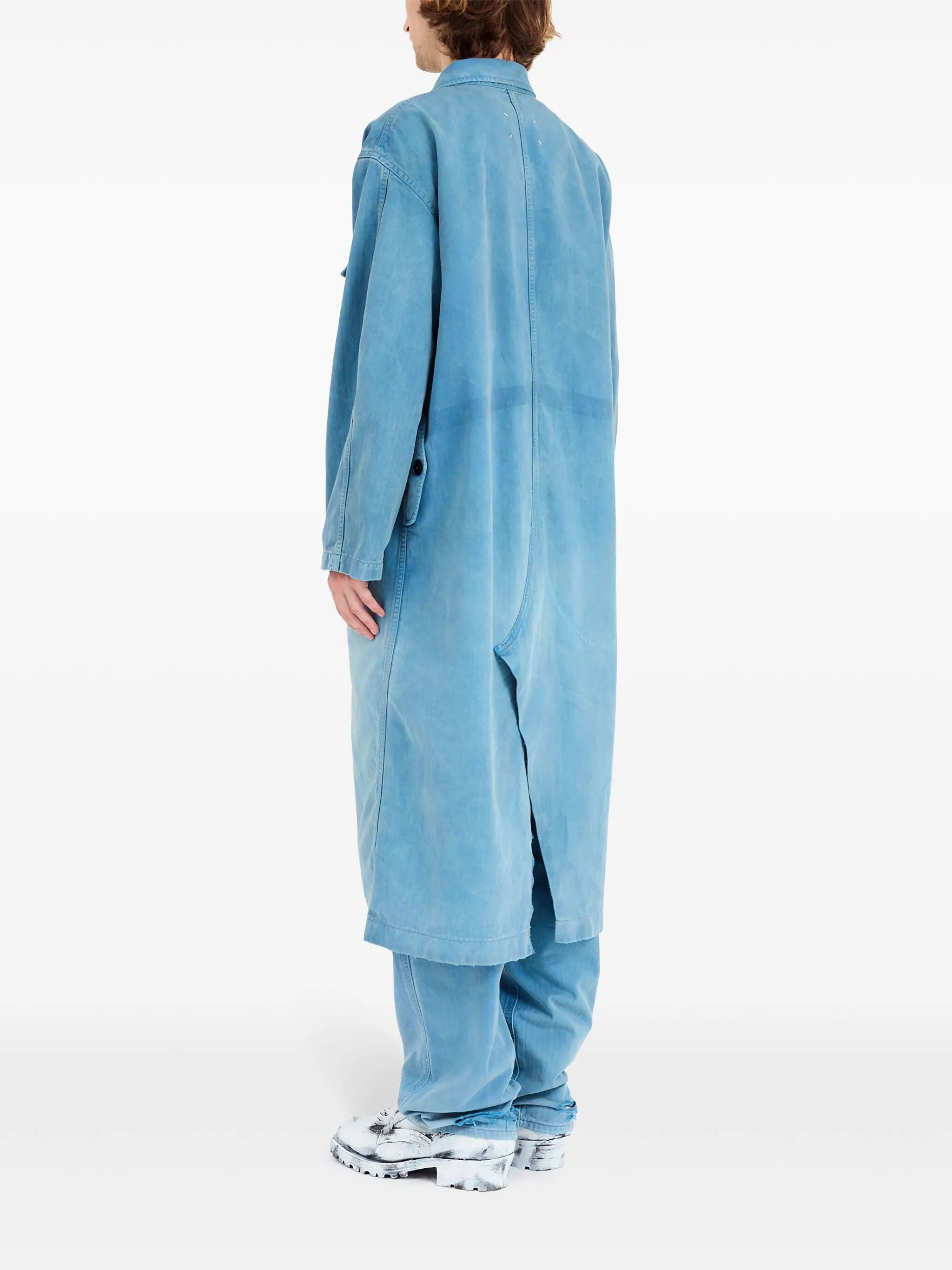 Maison Margiela o1w1db10226 Cotton Trench Coat in Light Blue Size US M / EU 48-50 / 2 - 6 Thumbnail