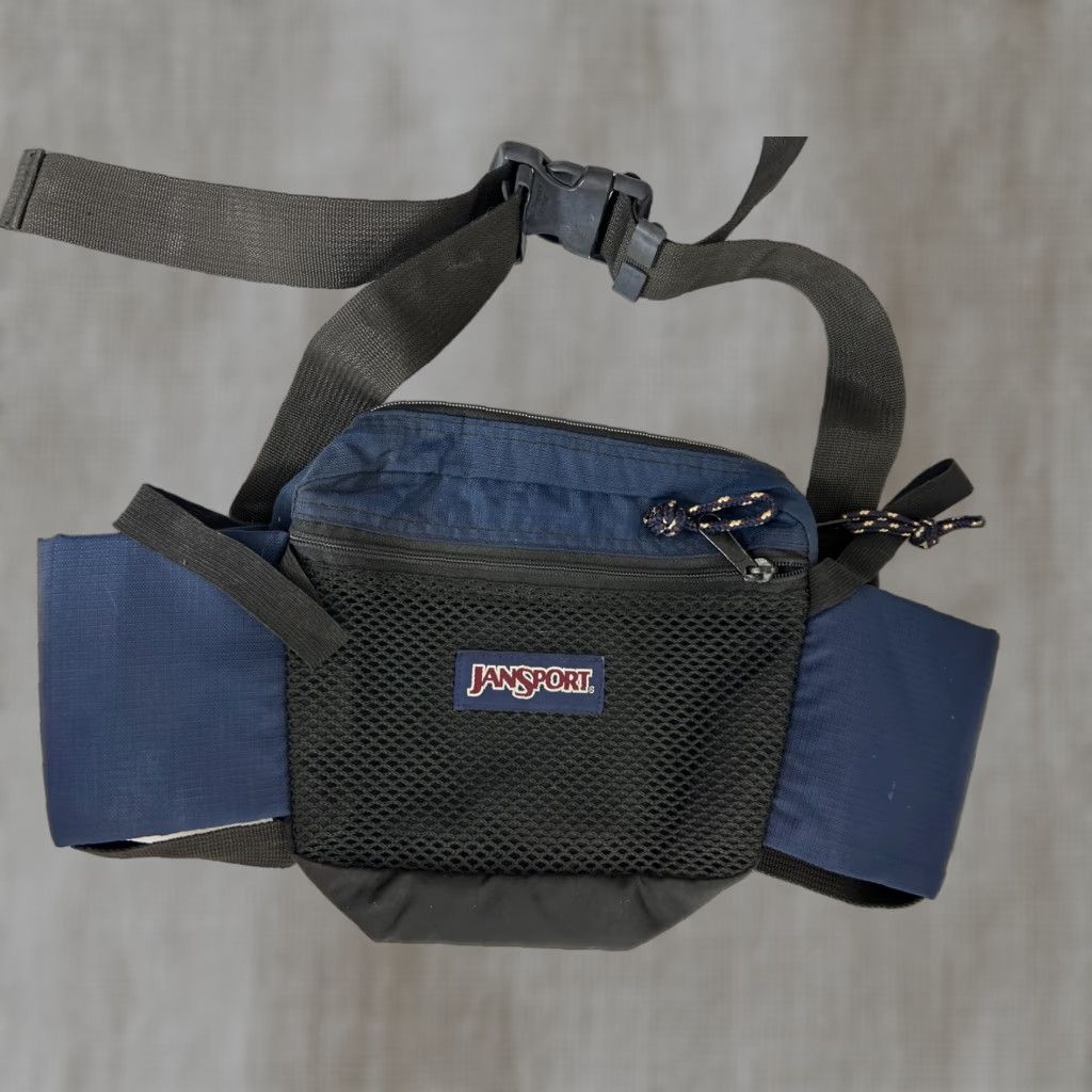 Jansport VINTAGE Jansport Fanny Pack Navy Blue Water Bottle Holders 15x7x3 USA Mens BackPack Nylon Made In USA JanSport Size ONE SIZE - 1 Thumbnail