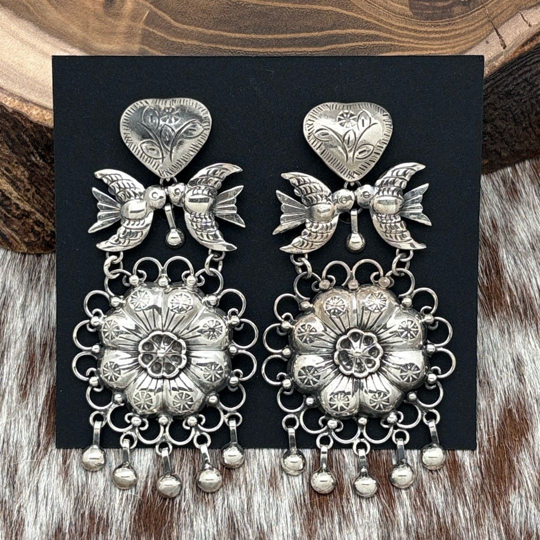 Other FEDERICO JIMENEZ Sterling Chandelier Earrings Flowers Birds Size ONE SIZE - 1 Thumbnail