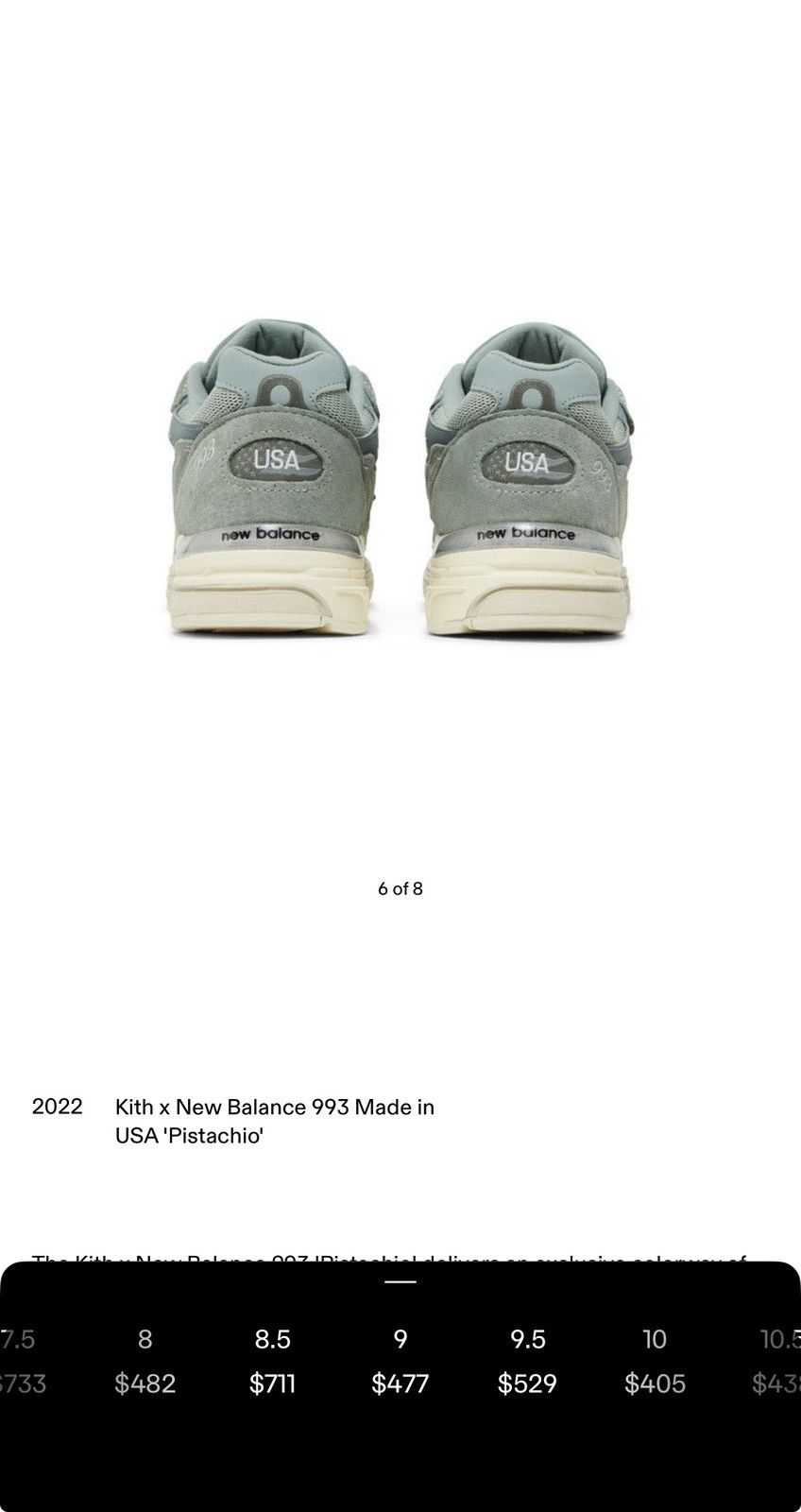 Kith × New Balance New Balance X Kith 993 pistachio made in USA Size US 9 / EU 42 - 7 Thumbnail