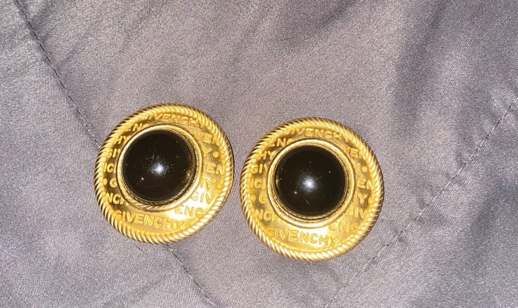 image of Vintage Givenchy Signed Clip-On Earrings Goldstone, Women's