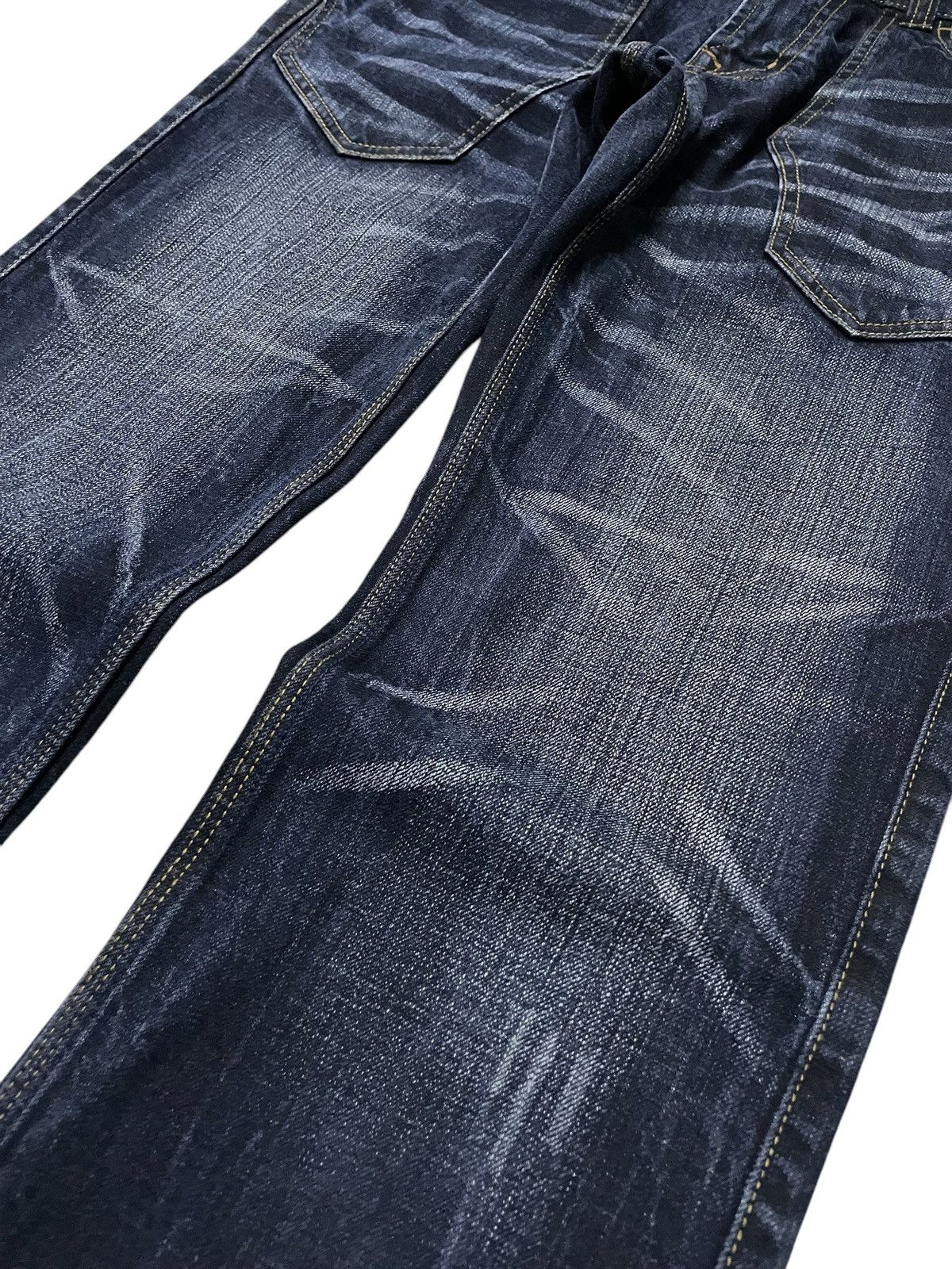 HIDEAWAYS × If Six Was Nine × Le Grande Bleu (L.G.B.) Hideaways Japan Leather Trimmed Pocket Whiskers Flare Jeans Size US 32 / EU 48 - 6 Thumbnail