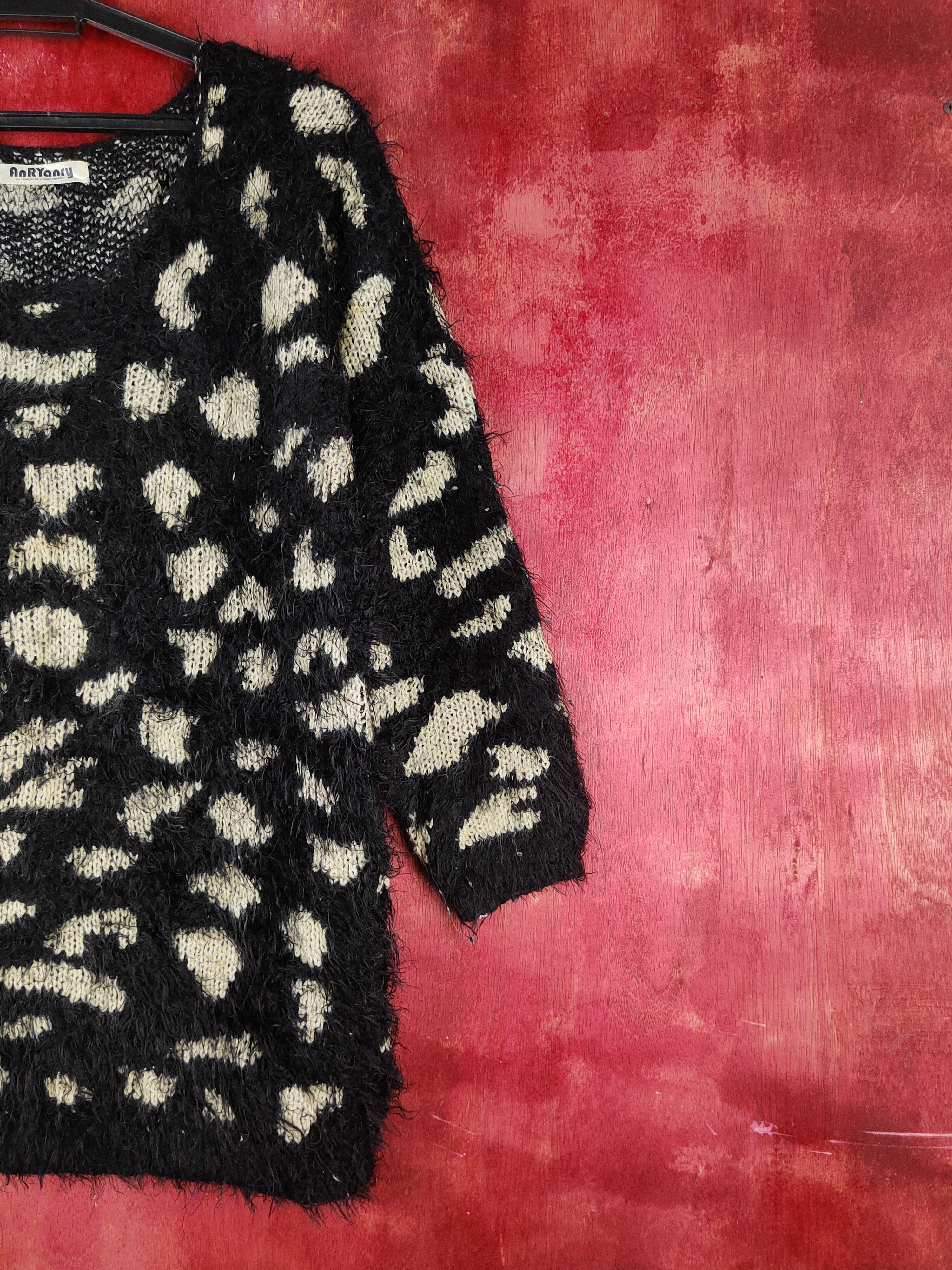 Homespun Knitwear Anryanry Black Cream Shag Shaggy Fur Mohair Knitwear #S2164 Size M / US 6-8 / IT 42-44 - 5 Thumbnail
