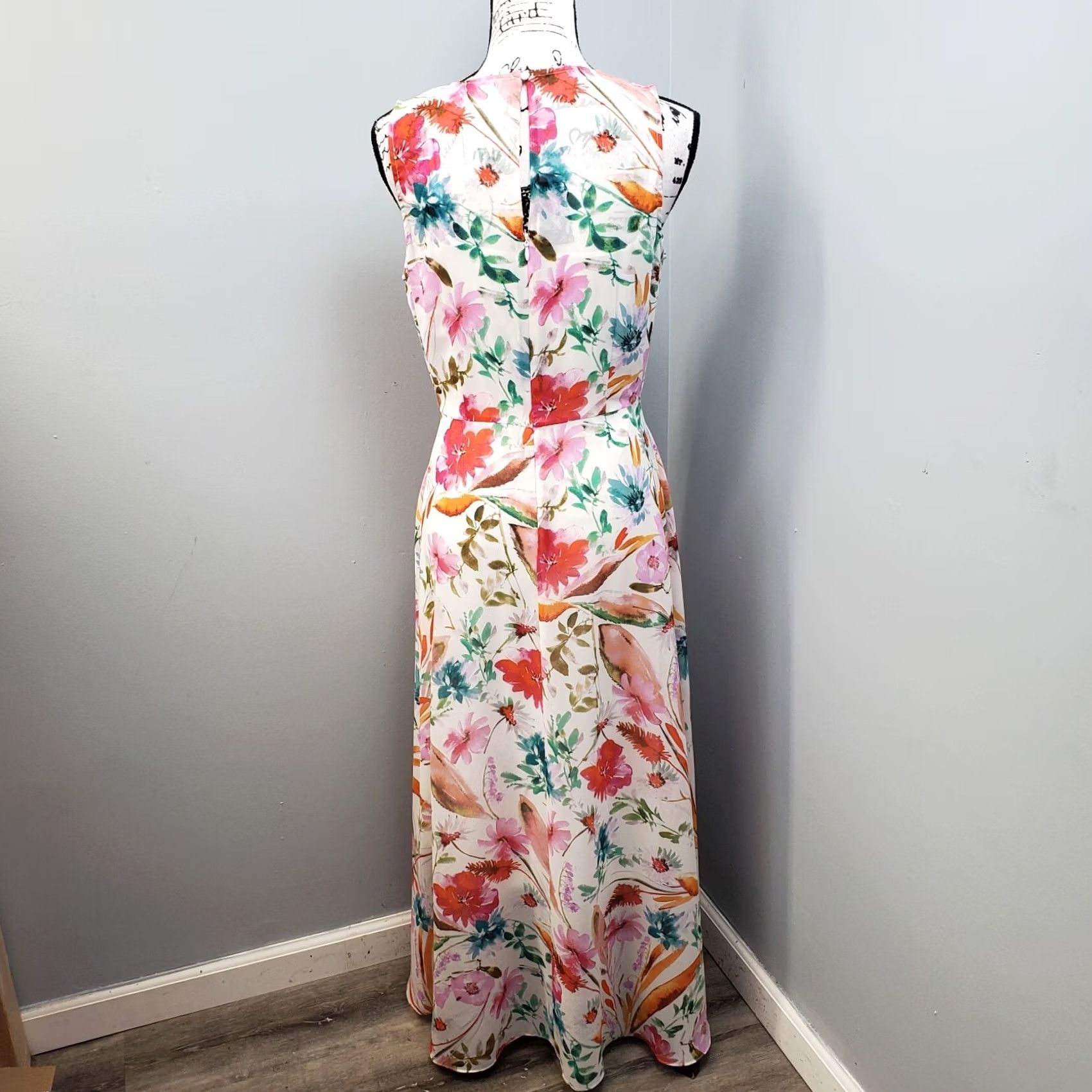Calvin Klein Calvin Klein Dress Womens 6 Multicolor Floral Surplice Neck Layered Hem Sleeveless Long Dress W/Liner Size M / US 6-8 / IT 42-44 - 2 Thumbnail