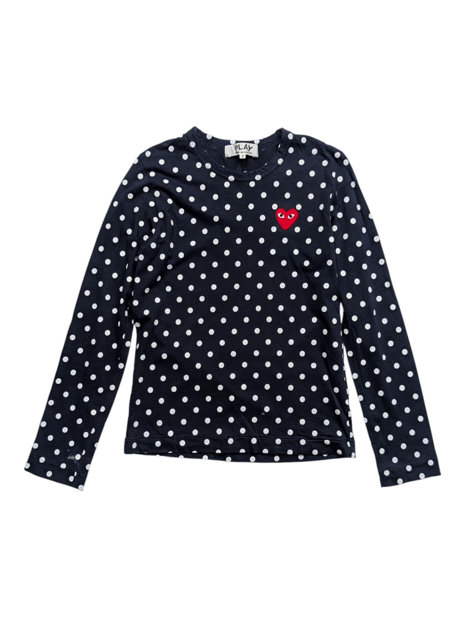 Comme des Garcons PLAY Play By Comme Des Garcons Navy Polkadot Long Sleeve Top Size S / US 4 / IT 40 - 1 Thumbnail