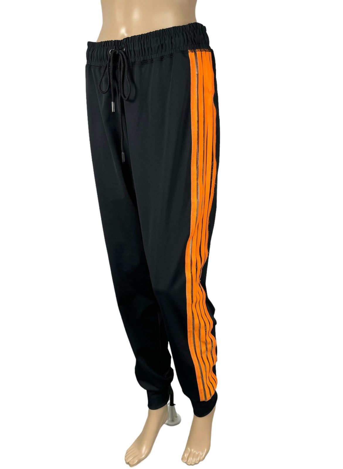 image of Ganni Mesh-Trimmed Jersey Track Pants Size 38 in Black, Women's