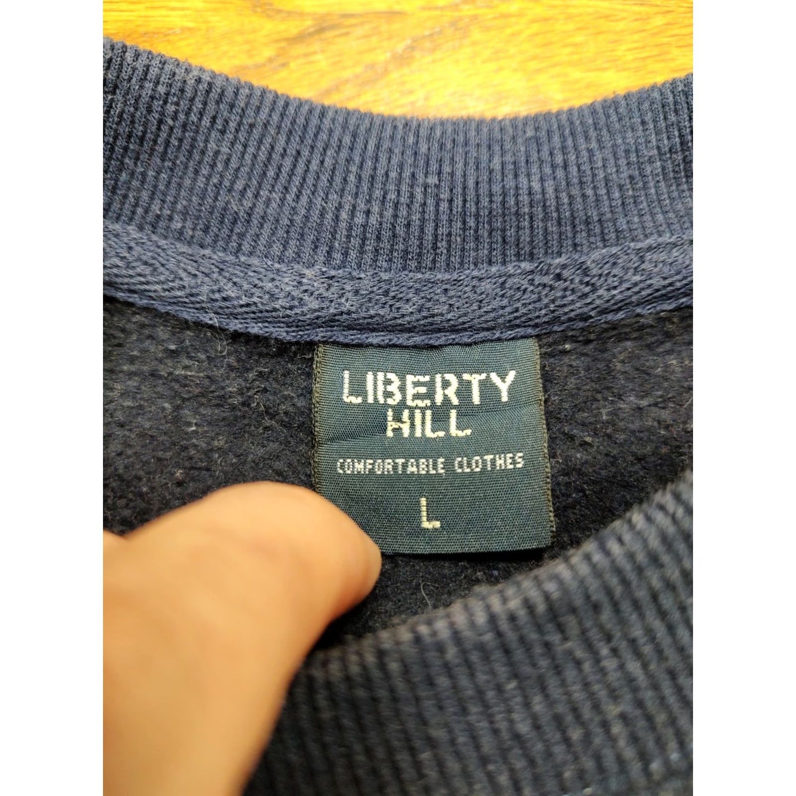 Vintage VTG 90s Liberty Hill This Life Is Not So Bad Crewneck Sweatshirt Mens Blue Cotton Blend Heavyweight Graphic Print Pullover Regular L Size US L / EU 52-54 / 3 - 7 Thumbnail