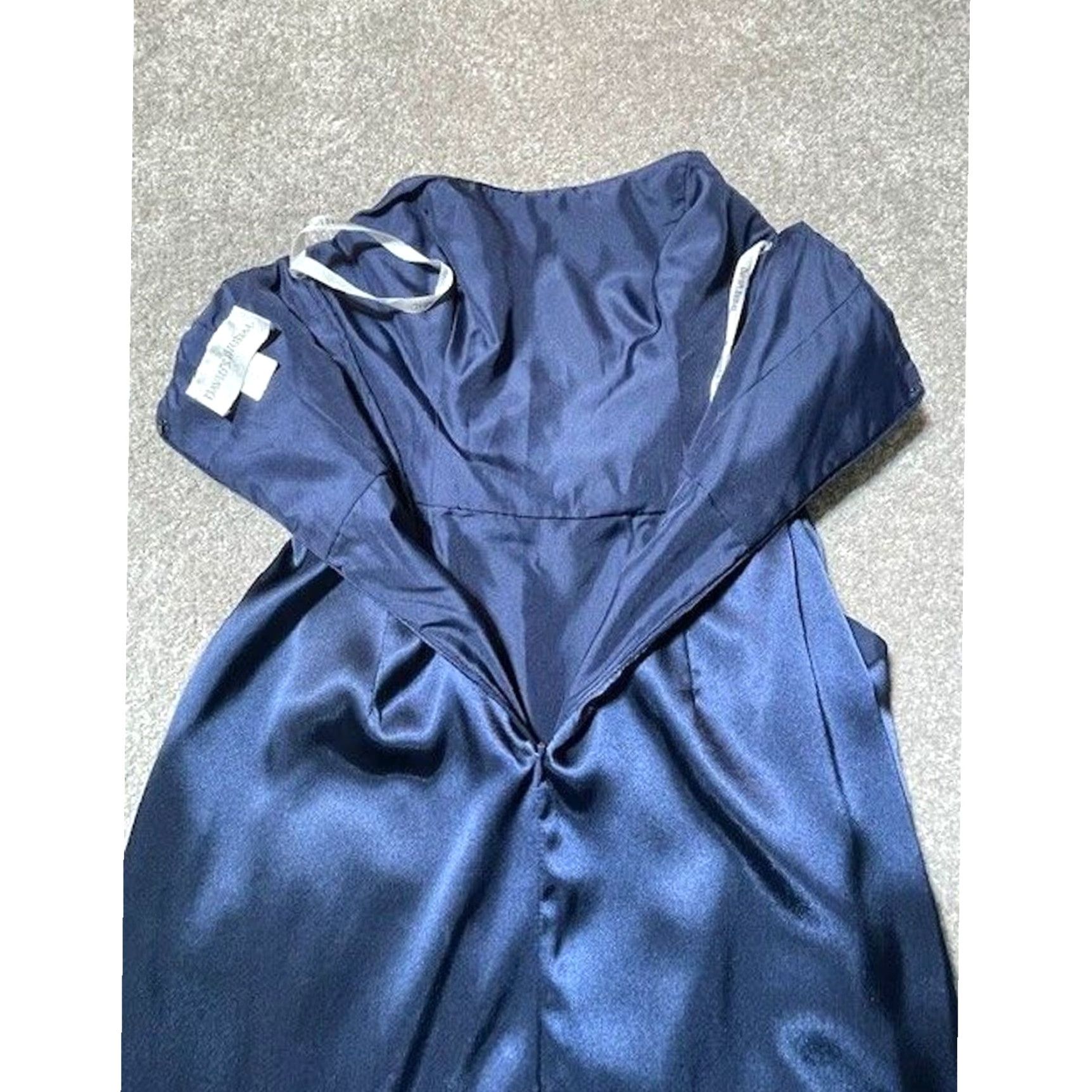 Vintage DAVID'S BRIDAL Strapless Satin Dress Prom Formal Cocktail Romantic Classic Size 2 Blue Sleeveless Polyester Regular Womens Size ONE SIZE - 4 Thumbnail