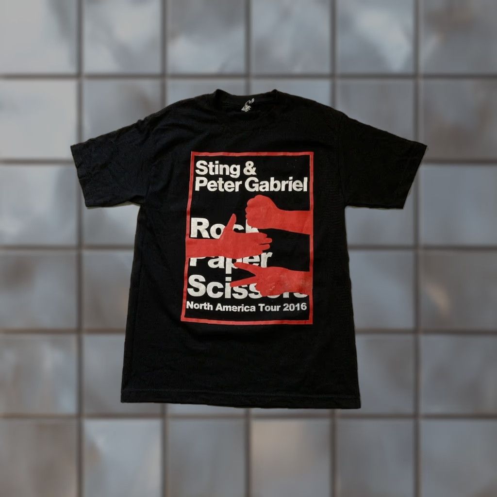 Vintage Sting & Peter Gabriel Rock Paper Scissors Hollywood Bowl World Tour 2016 T-Shirt Size US M / EU 48-50 / 2 - 1 Thumbnail