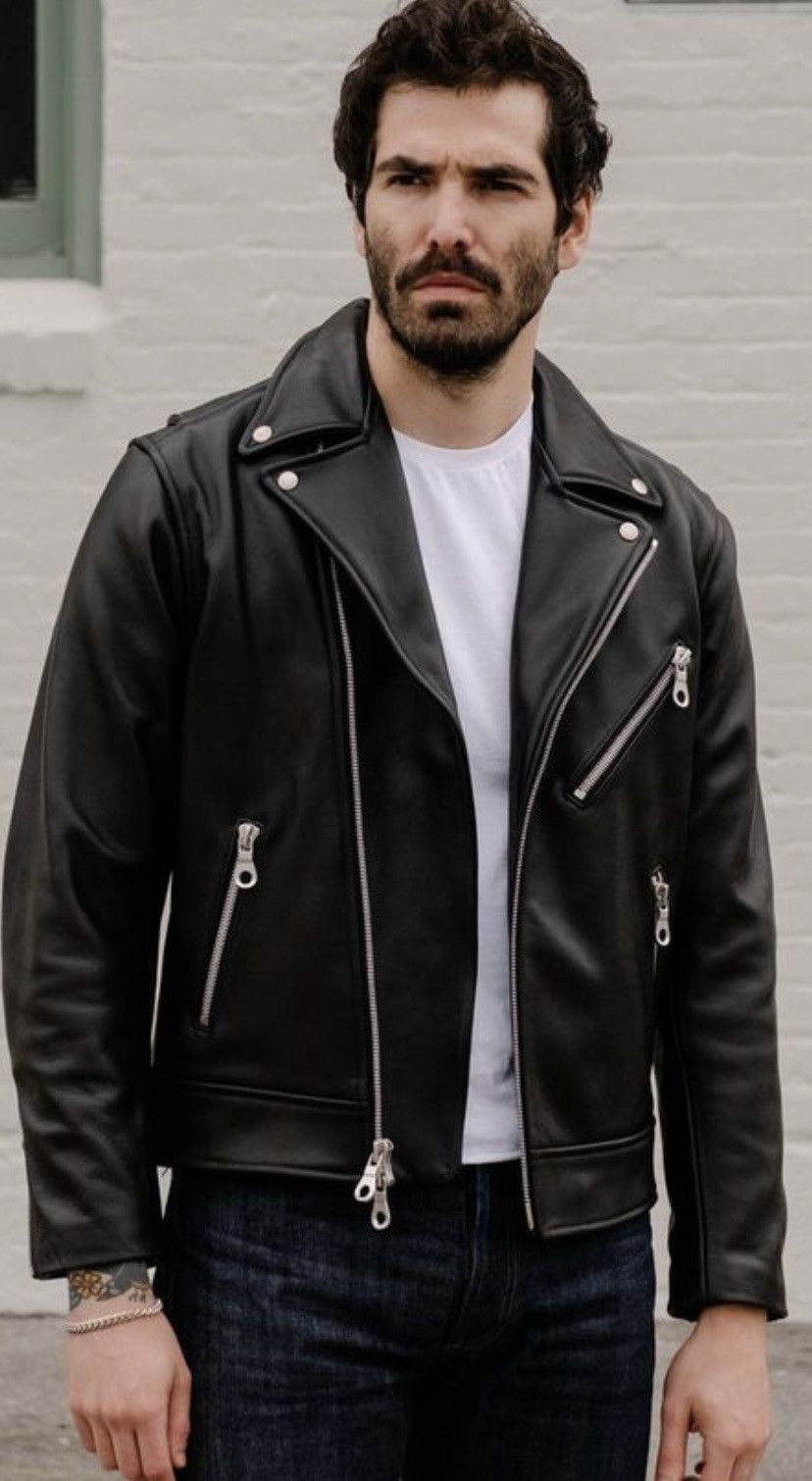 image of Laer x Snake Oil Provisions Lær Brand Lær X Sop Modified Classic Moto Black, Men's (Size Medium)