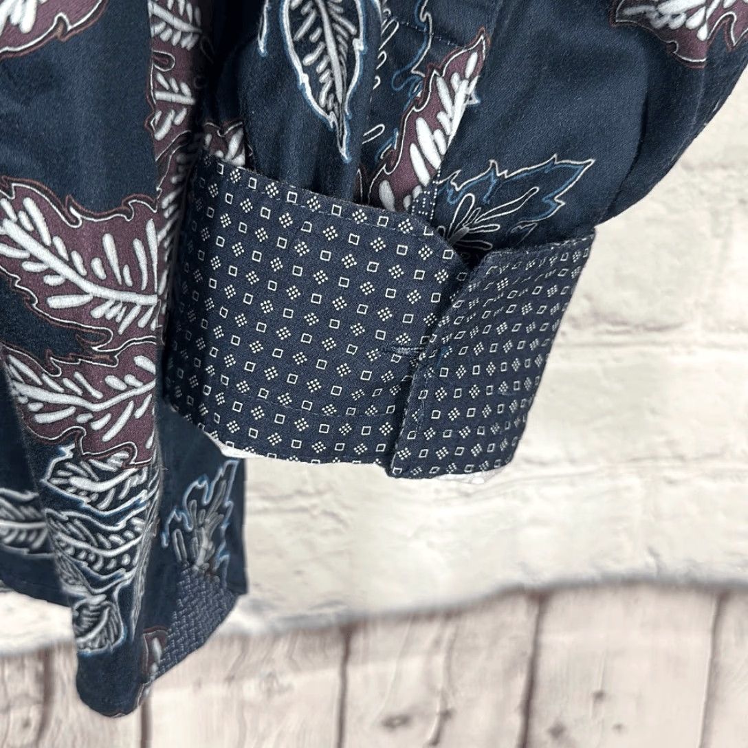 Ted Baker Ted Baker Mens Blue Floral Hawaiian Shirt Cotton Button-Down XL Blue Flip Cuff Shirt Mens XL Size US XL / EU 56 / 4 - 2 Thumbnail