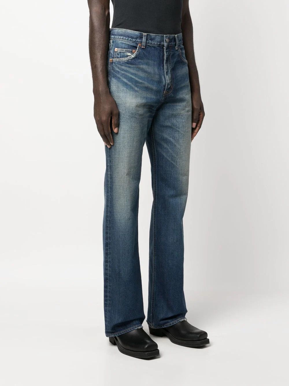 Pre-owned Saint Laurent D35 70's Flare Jeans - Vintage Blue Denim