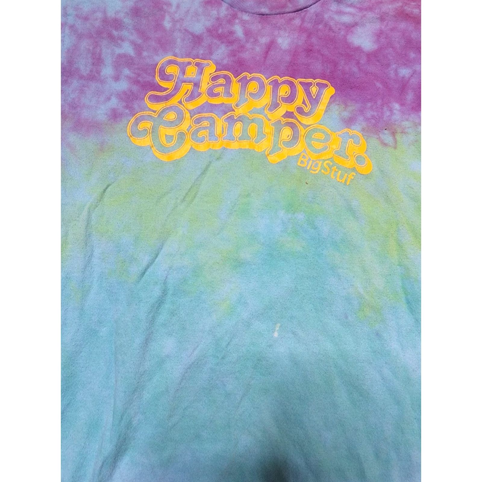 Camper Womens S Happy Camper T Shirt Mountains Forest Camping Graphic Tee Tie Dye Shirt Size S / US 4 / IT 40 - 2 Thumbnail