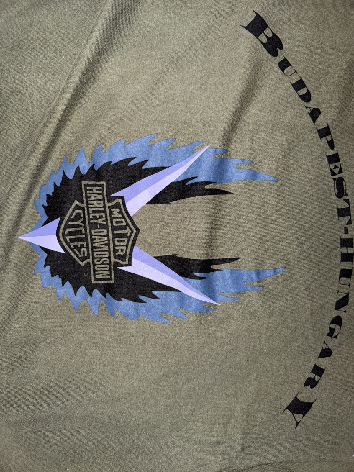 Harley Davidson Vintage Harley Davidson (Budapest-Hungary) Olive Green Tee Size US M / EU 48-50 / 2 - 4 Thumbnail