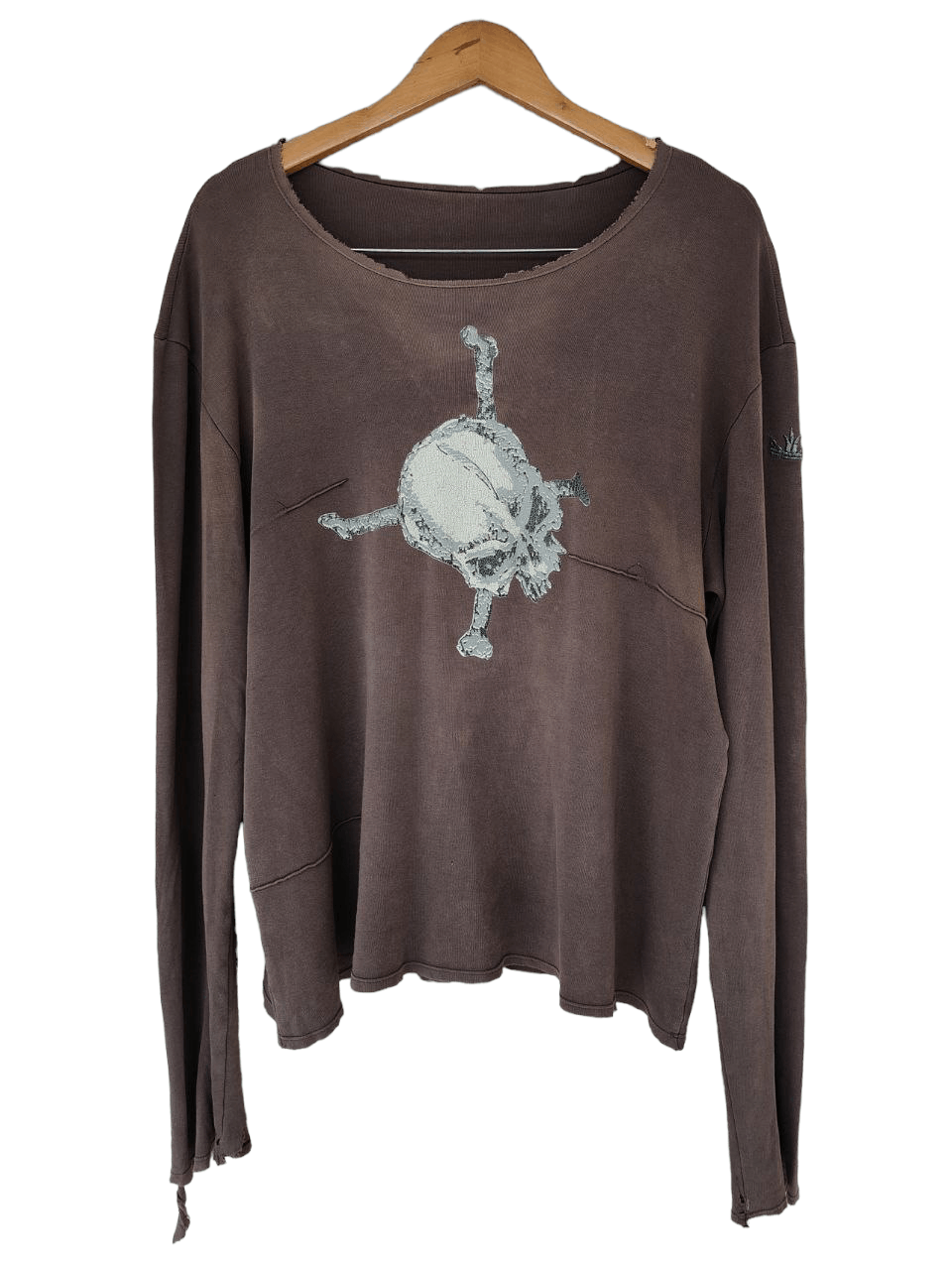 Pre-owned If Six Was Nine X Seditionaries Faded Distressed Skull Long Sleeve T In Brown