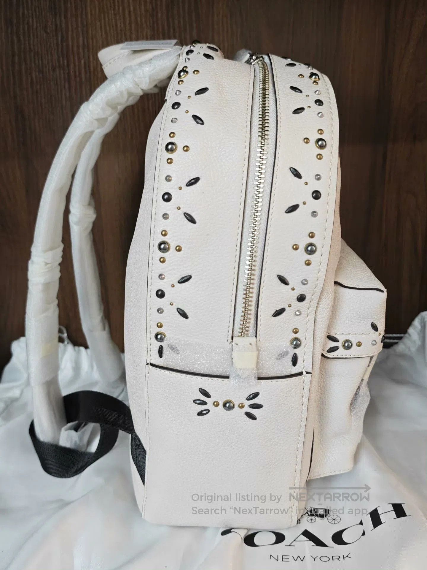 Coach Coach Studded Leather Beige Large Backpack. Size ONE SIZE - 3 Thumbnail