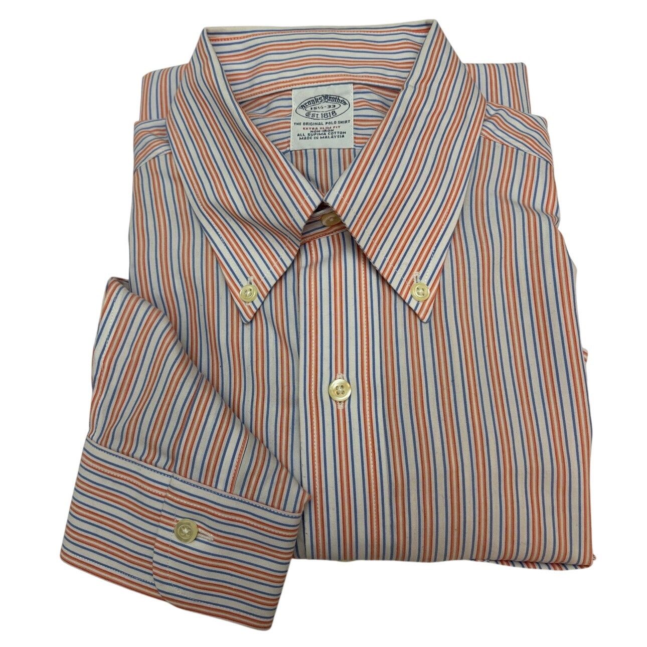 Brooks Brothers BROOKS BROTHERS X Slim Fit Stripe Dress Shirt | 15 1/2 - 33 Size US M / EU 48-50 / 2 - 1 Thumbnail