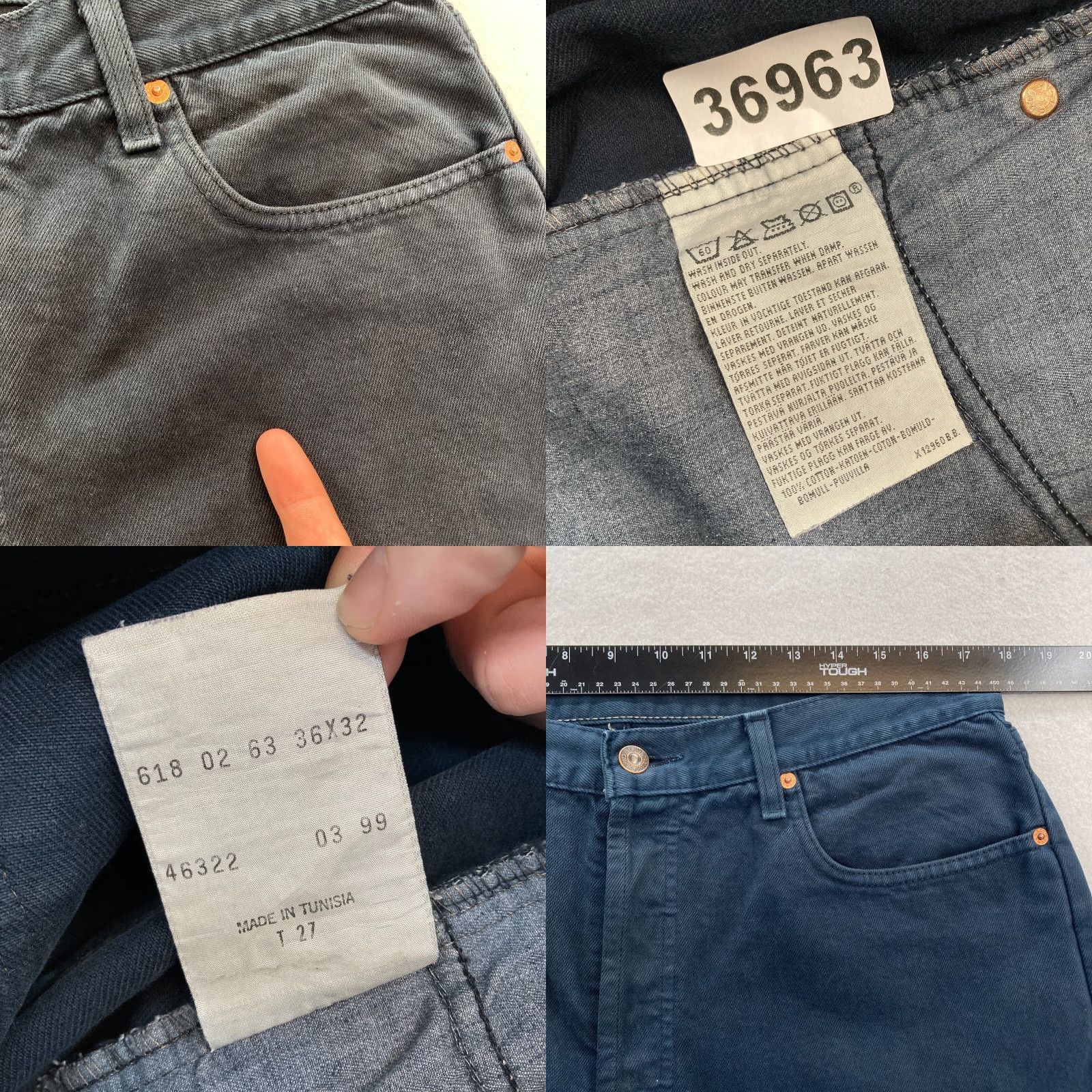 Levi's VINTAGE Levi's 501 Jeans Mens 36x30 Straight Blue Denim Button Fly Orange Tab Jeans Mens 501 Series Cowboy Grunge Rock 30in Inseam Mens Size US 36 / EU 52 - 8 Thumbnail