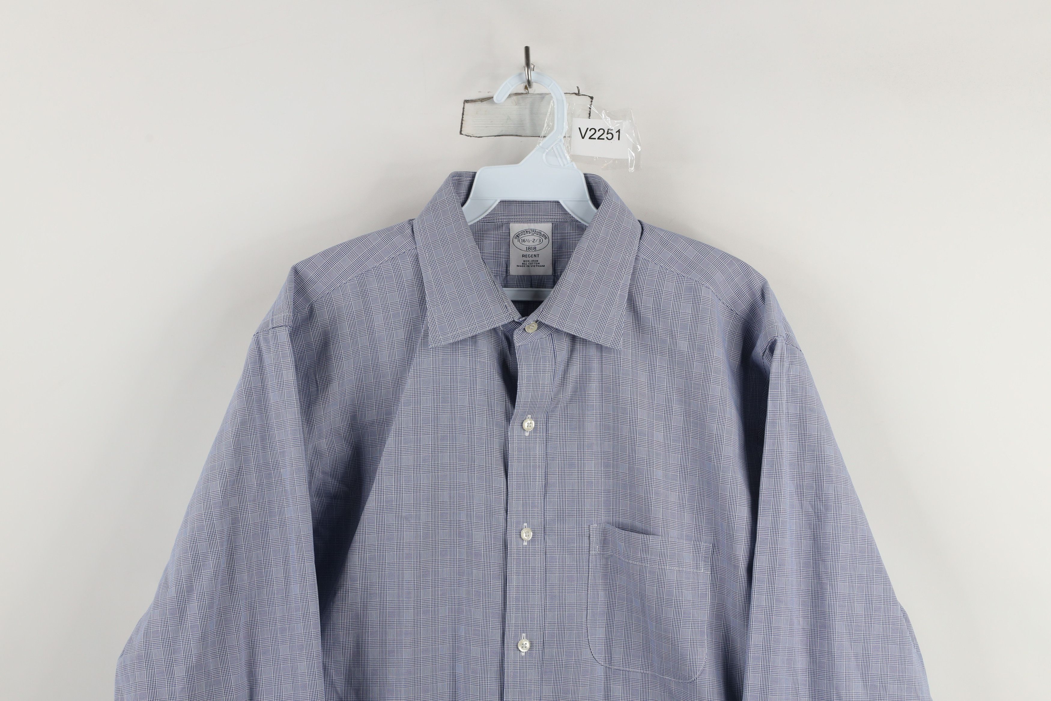 Brooks Brothers × Vintage Vintage 90s Brooks Brothers Non Iron Button Shirt Blue Plaid Size US M / EU 48-50 / 2 - 2 Thumbnail