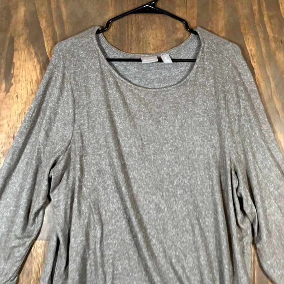 Vintage Chicos Womens Blouse Heathered Brown 3/4 Sleeve Front Knot Stretch XL Size XL / US 12-14 / IT 48-50 - 2 Thumbnail