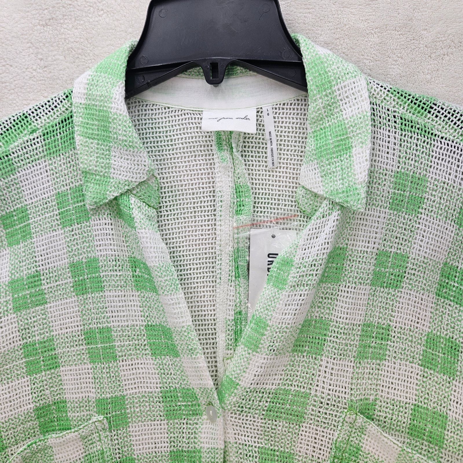 Urban Outfitters UO OUT FROM UNDER WOMEN'S LARGE NET SHACKET GREEN GINGHAM Size L / US 10 / IT 46 - 2 Thumbnail