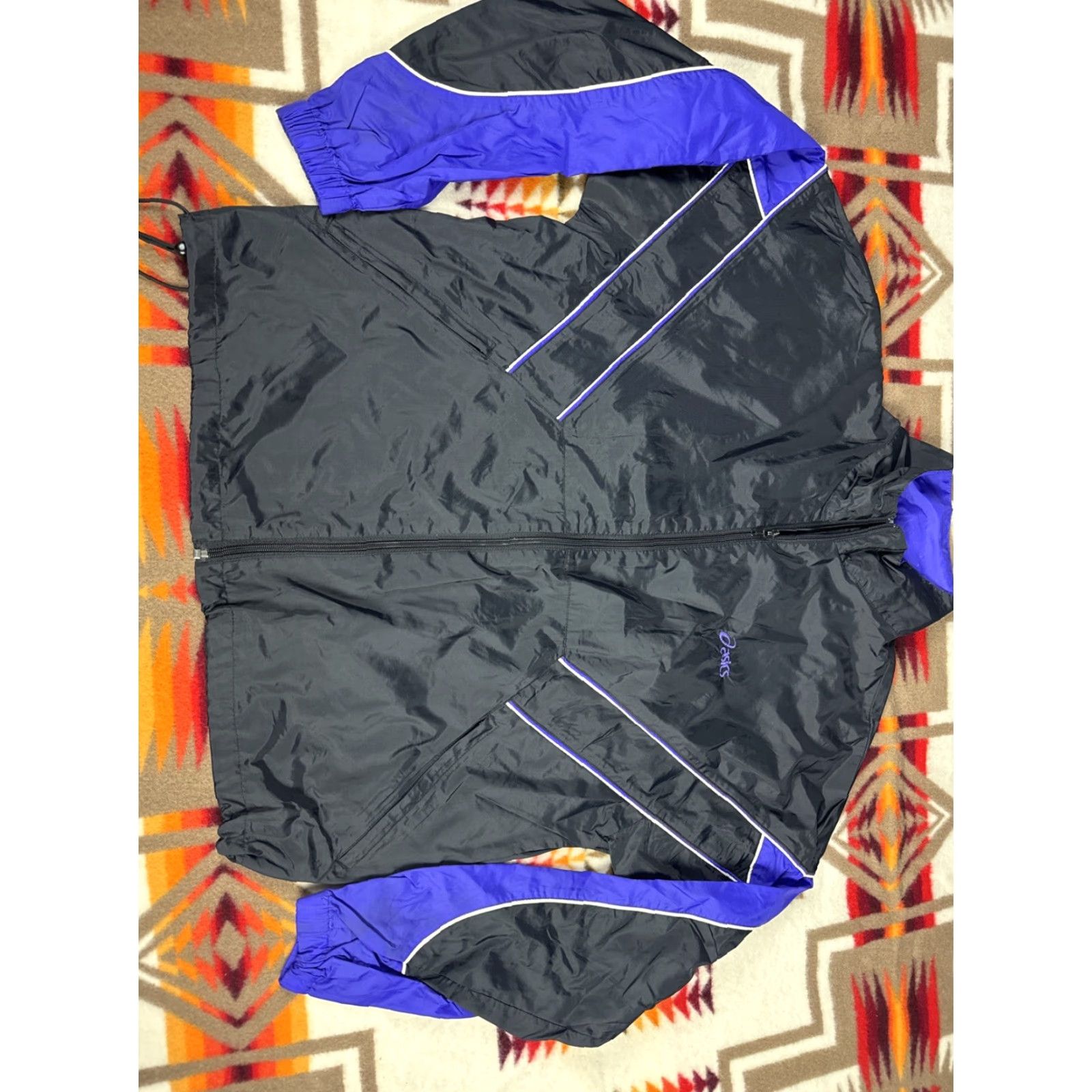 Asics ASICS Vintage Running Windbreaker Jacket Black Purple Sz M 90s Mens Size US M / EU 48-50 / 2 - 5 Thumbnail