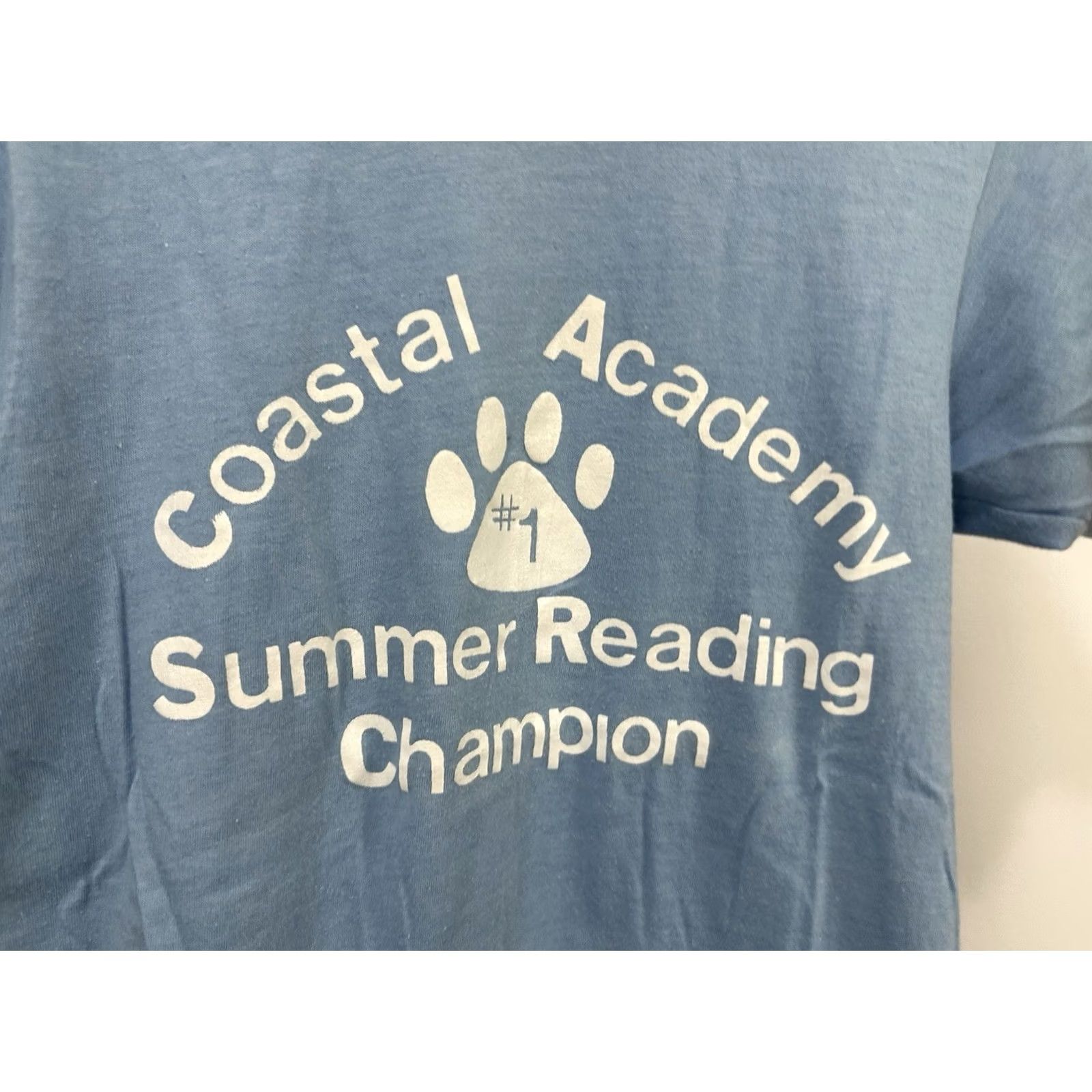 Hanes Hanes T-Shirt Short Sleeve 5050 VTG 80s Coastal Academy Summer Reading Champion Blue Size S Mens Size US S / EU 44-46 / 1 - 4 Thumbnail