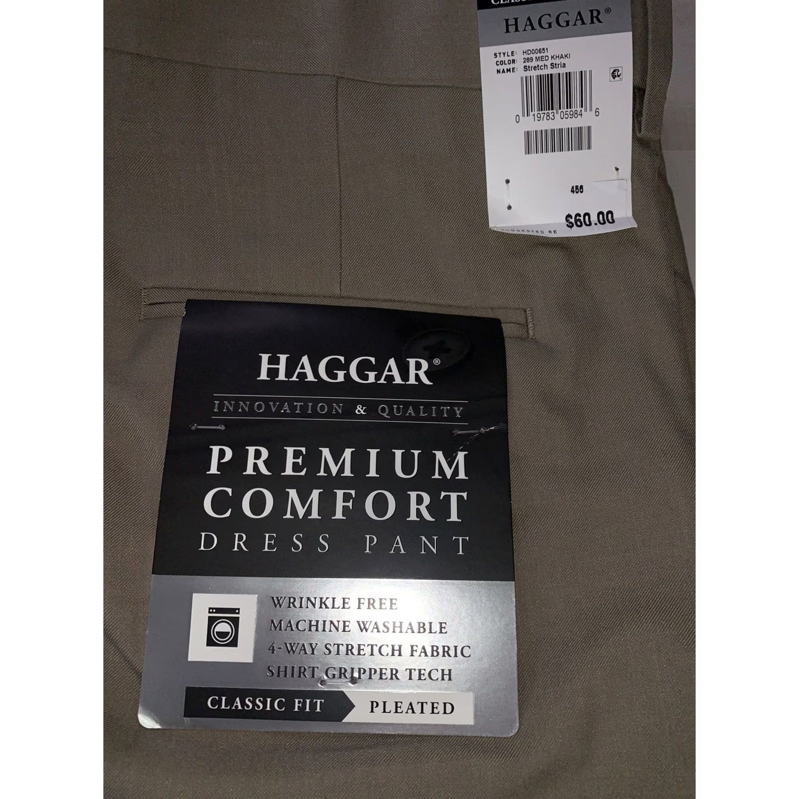 Haggar Haggar Dress Pants Classic Fit Pleated Front Premium Comfort Wrinkle Free Stretch 38 Beige Women's? No, Men's. Size US 38 / EU 54 - 6 Thumbnail