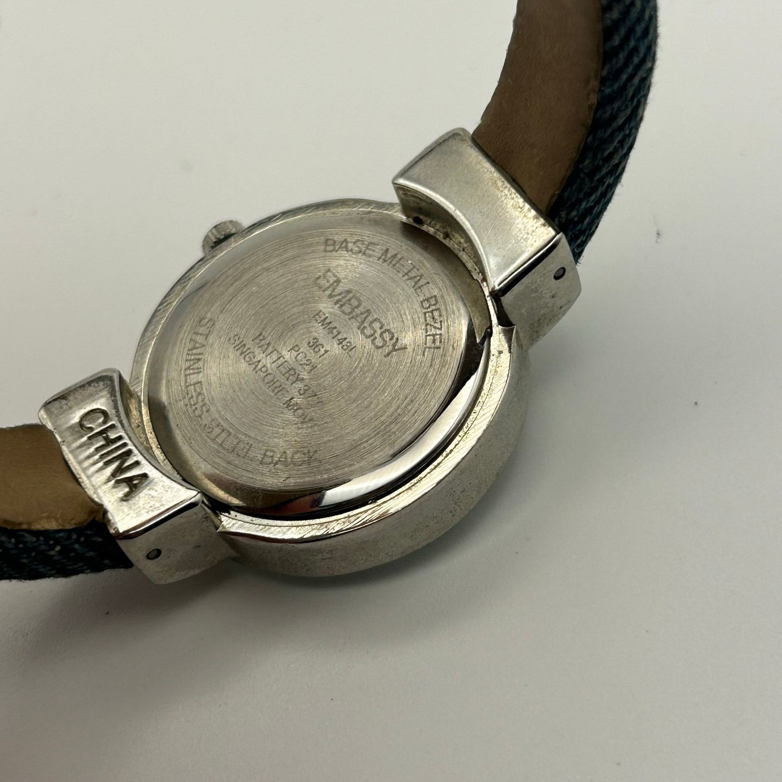 Other Vintage Embassy Watch Faceted Crystal Bezel BlueDenim Strap Size ONE SIZE - 6 Thumbnail