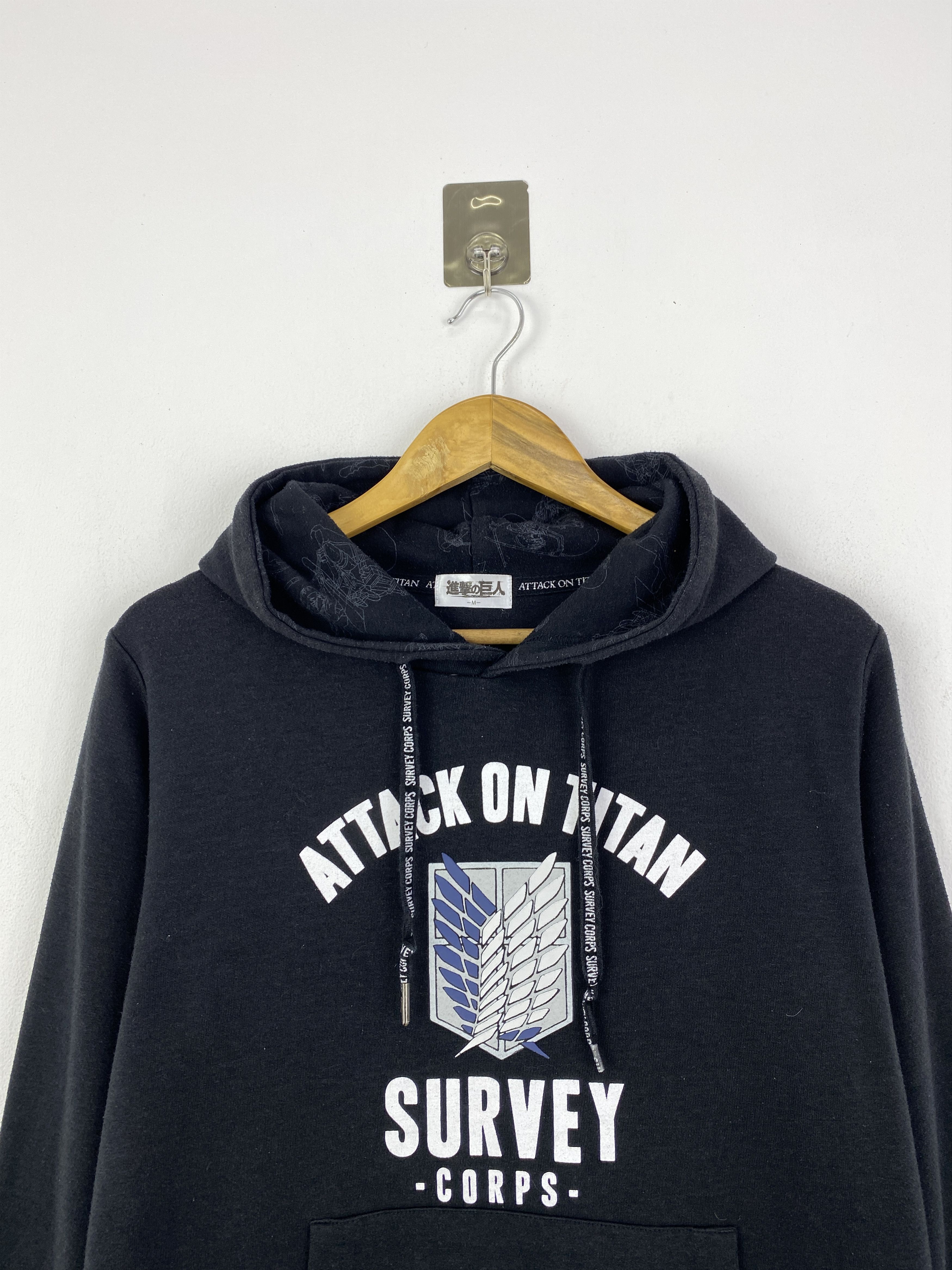 Anime Vintage Attack On Titan Pullover Hoodie SH0143 Size US M / EU 48-50 / 2 - 2 Thumbnail