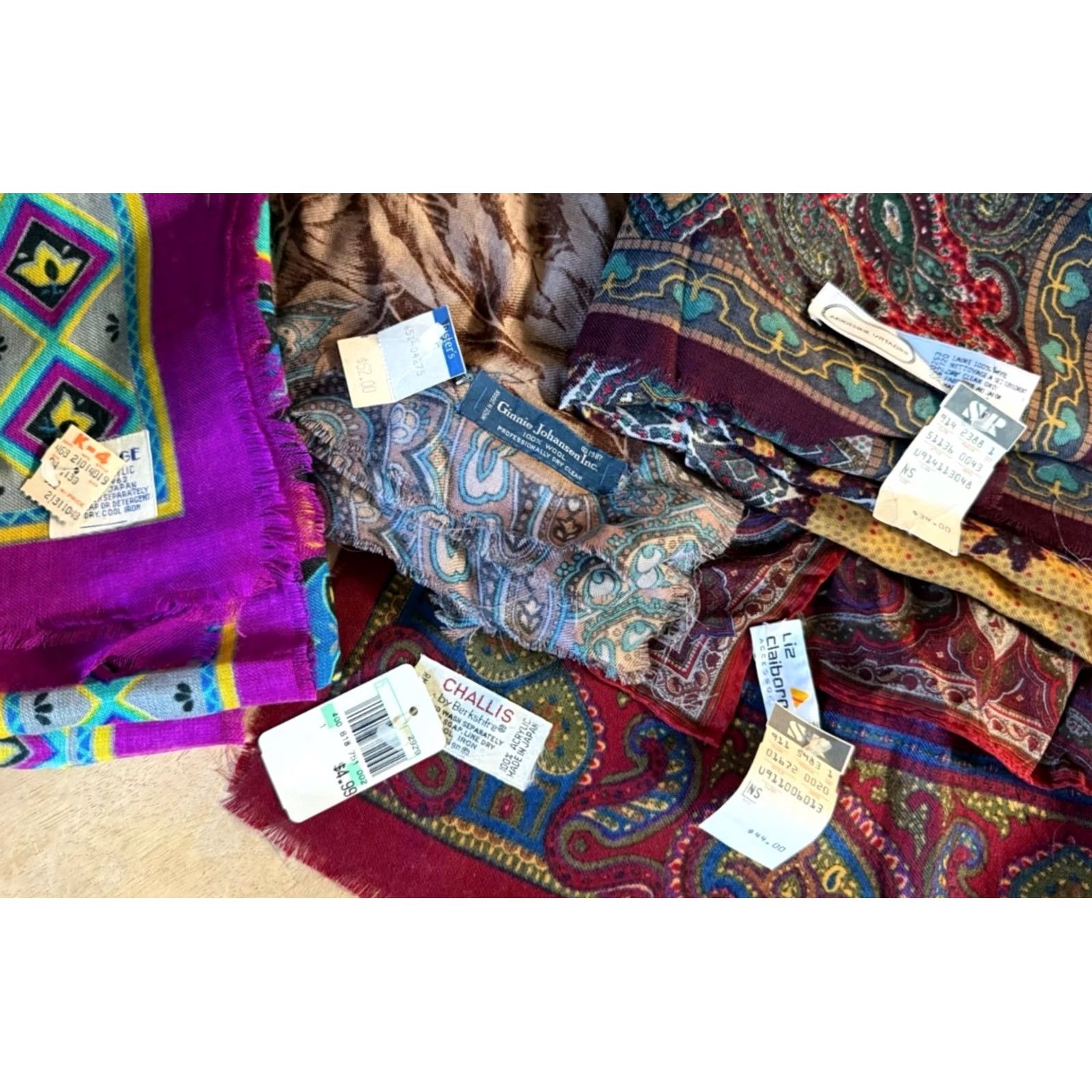 Vintage VTG NOS Ginnie Johansen Vittadini Claiborne Lot of 5 Scarf Scarves NWT Size ONE SIZE - 7 Thumbnail