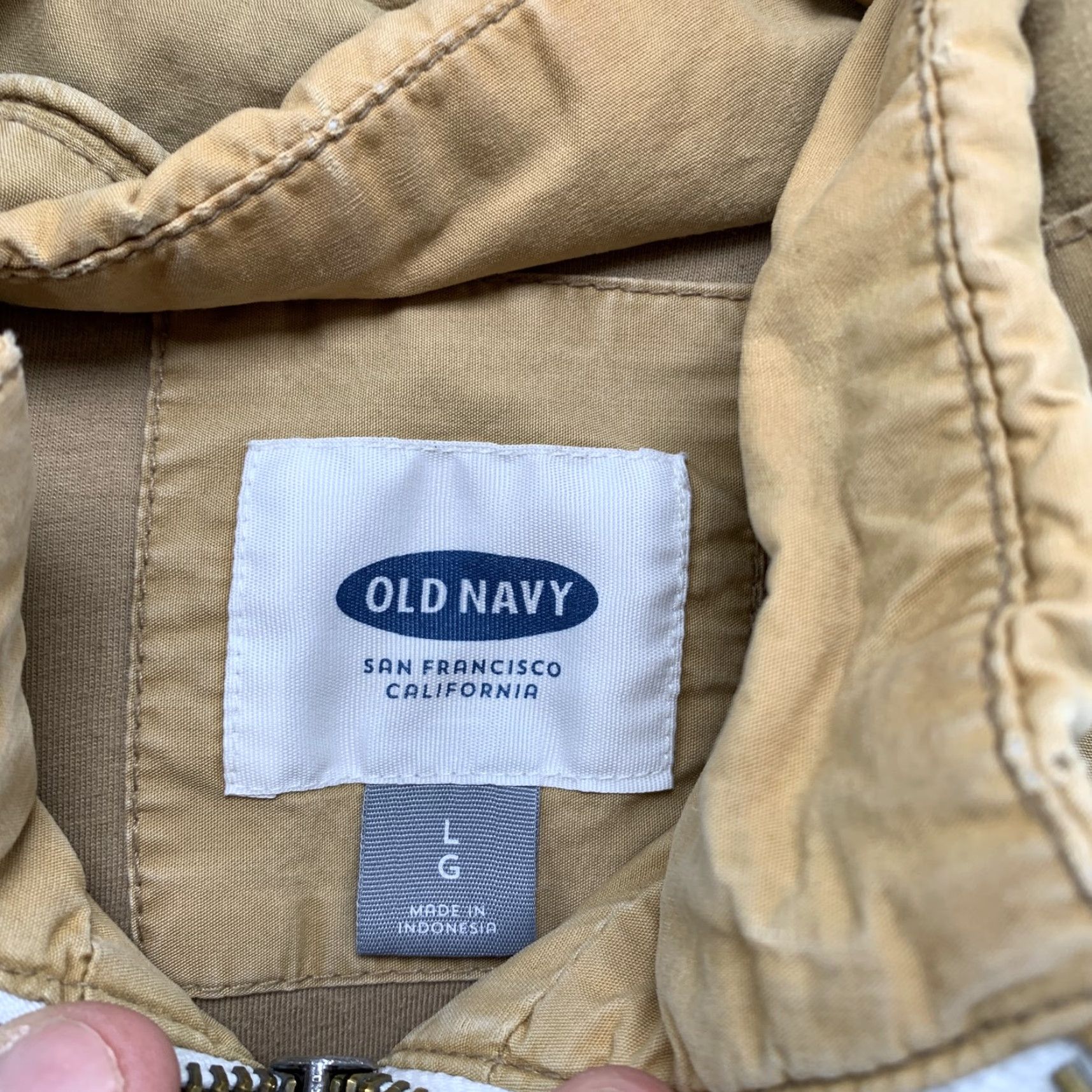 Old Navy VINTAGE Old Navy Hoodie Mens L Tan Lightweight Zip Up Hoodie Size US L / EU 52-54 / 3 - 6 Thumbnail