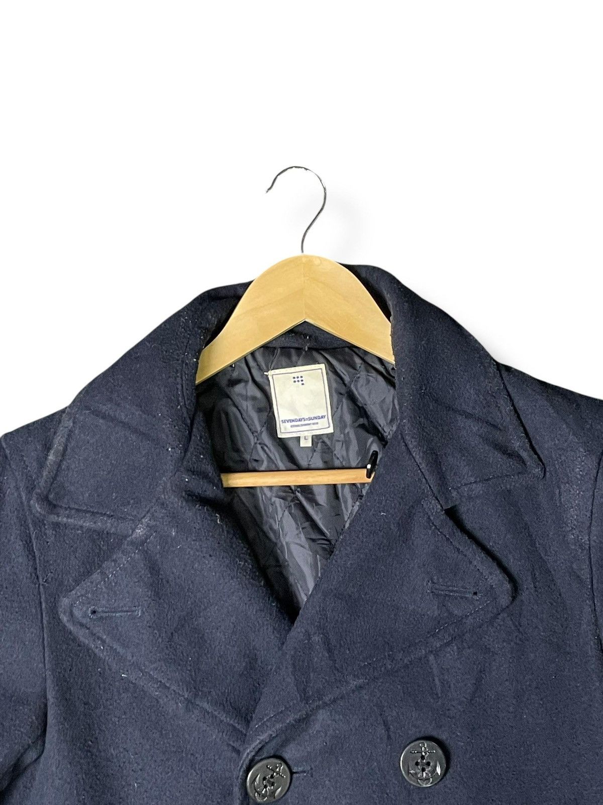 Japanese Brand × Vintage Sevendays Sunday Double Breasted Wool Coat (3) Size US L / EU 52-54 / 3 - 6 Thumbnail