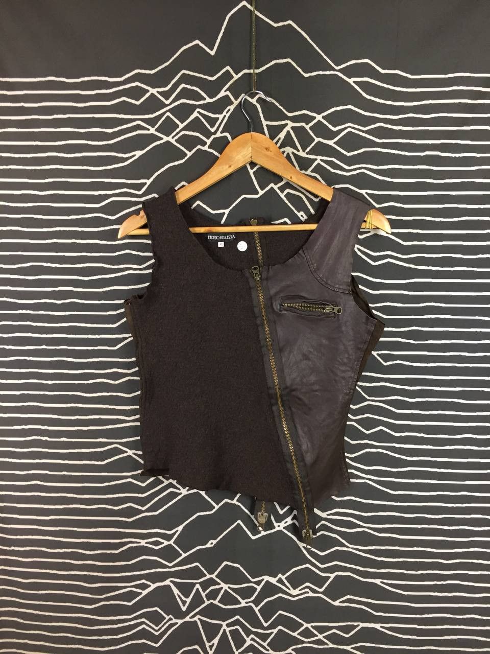 Vintage Eterno Bellezza Asymmetrical Wool Leather Zip Vest Top Size S / US 4 / IT 40 - 2 Thumbnail