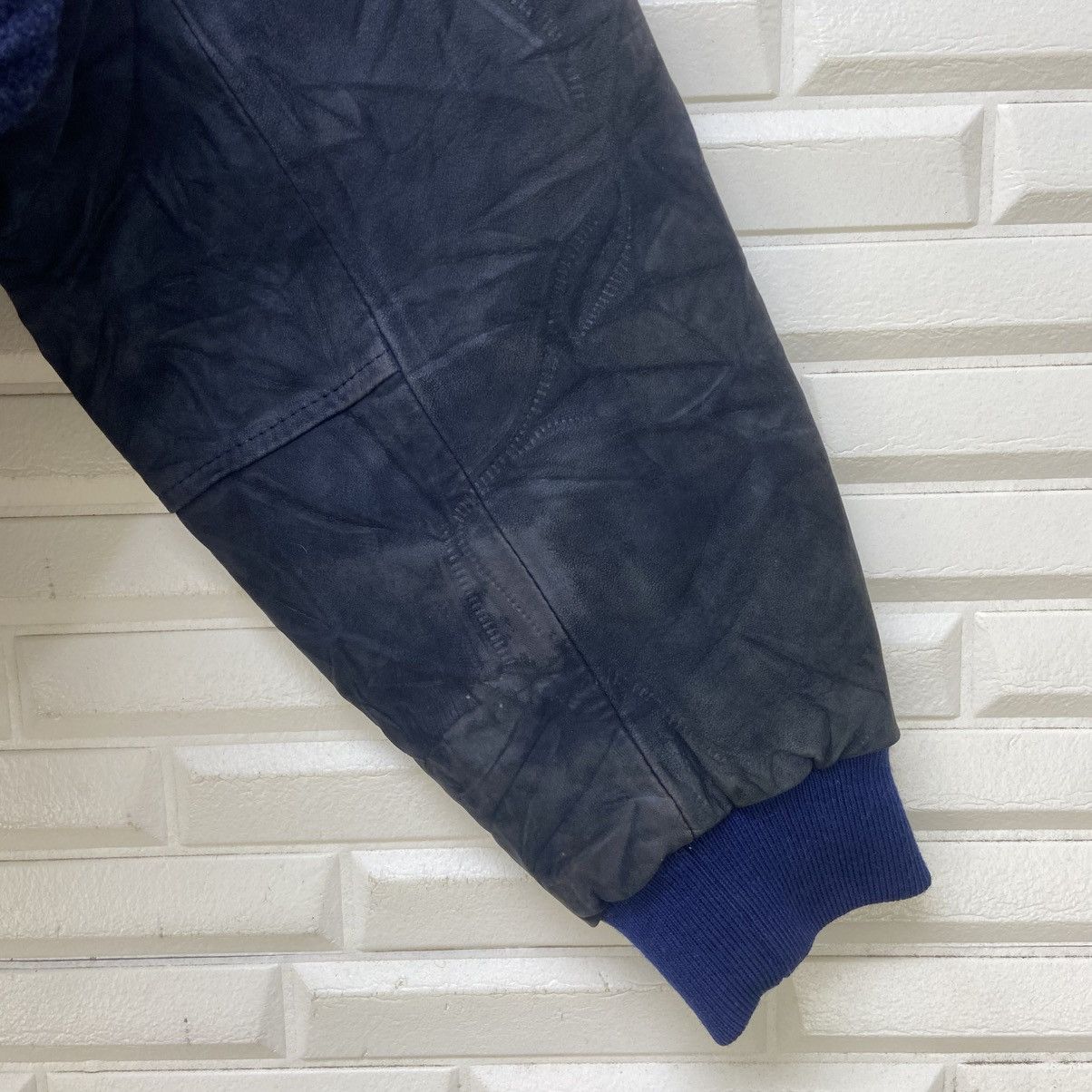 Japanese Brand Vintage 80s Papas Sport 35 Big Logo Sheepskin Sleeve Varsity Size US L / EU 52-54 / 3 - 10 Thumbnail