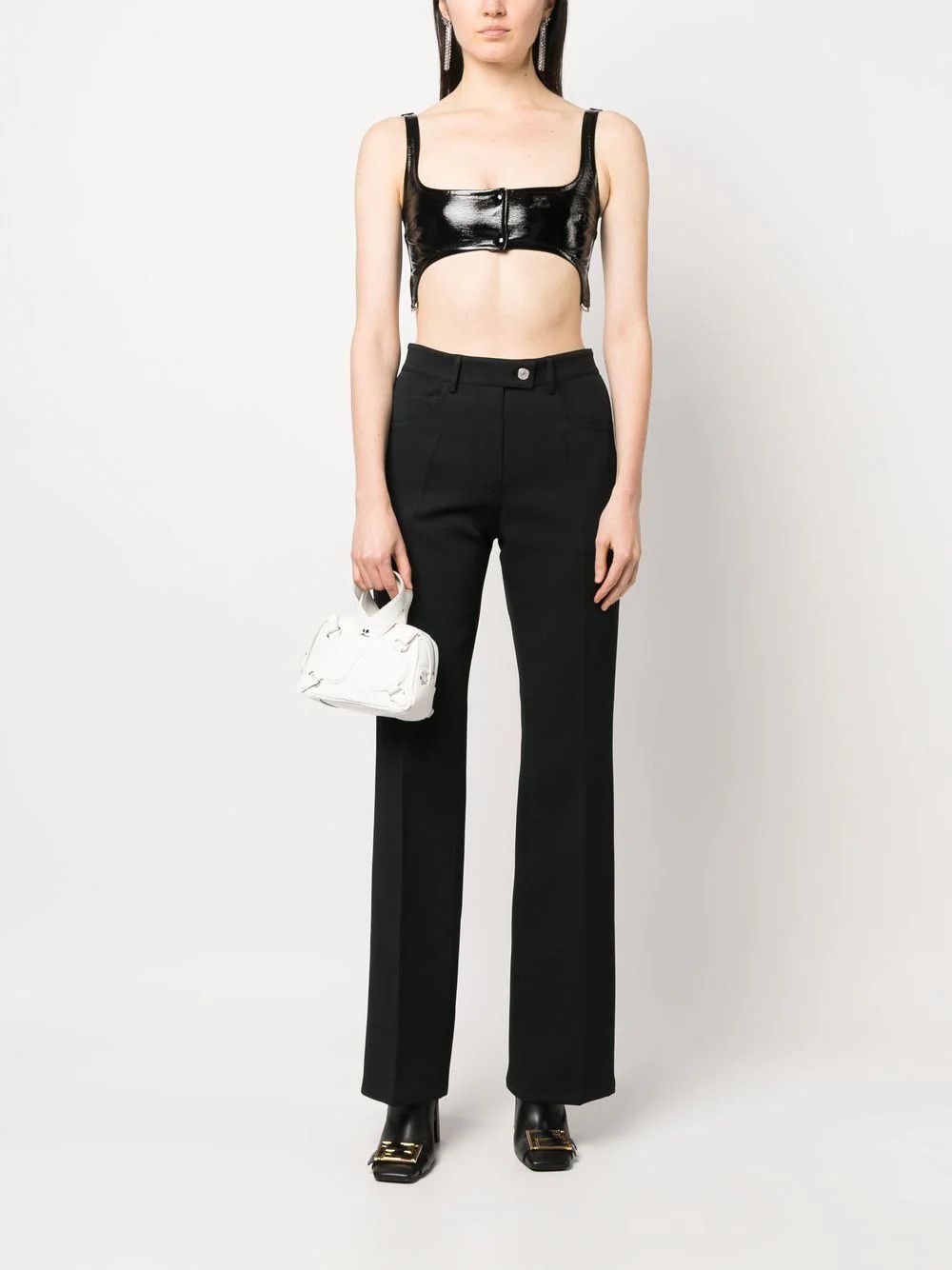Courreges o1mle0824 Patent Garter Top in Black Size L / US 10 / IT 46 - 2 Thumbnail