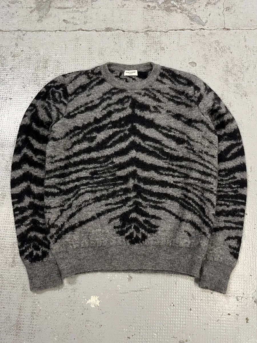 Saint Laurent Paris AW2014 Saint Laurent Tiger Stripes Grey Mohair Sweater Size US S / EU 44-46 / 1 - 1 Thumbnail