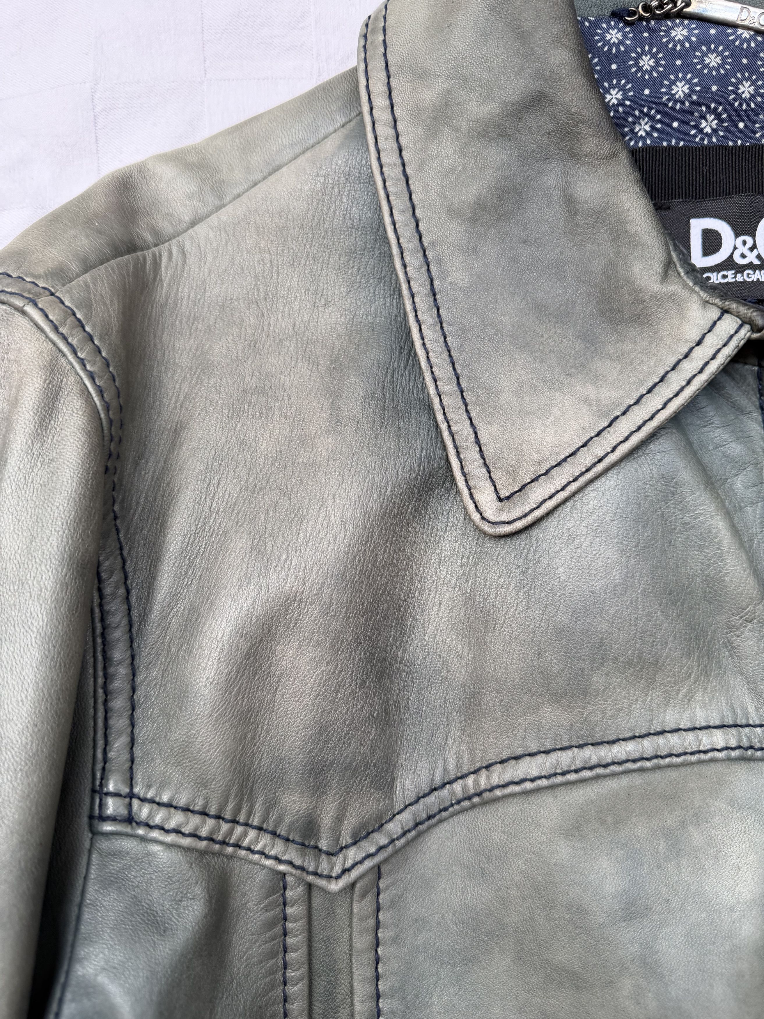 Dolce & Gabbana Dolce & Gabbana Vintage Distressed Leather Jacket Size US L / EU 52-54 / 3 - 3 Thumbnail