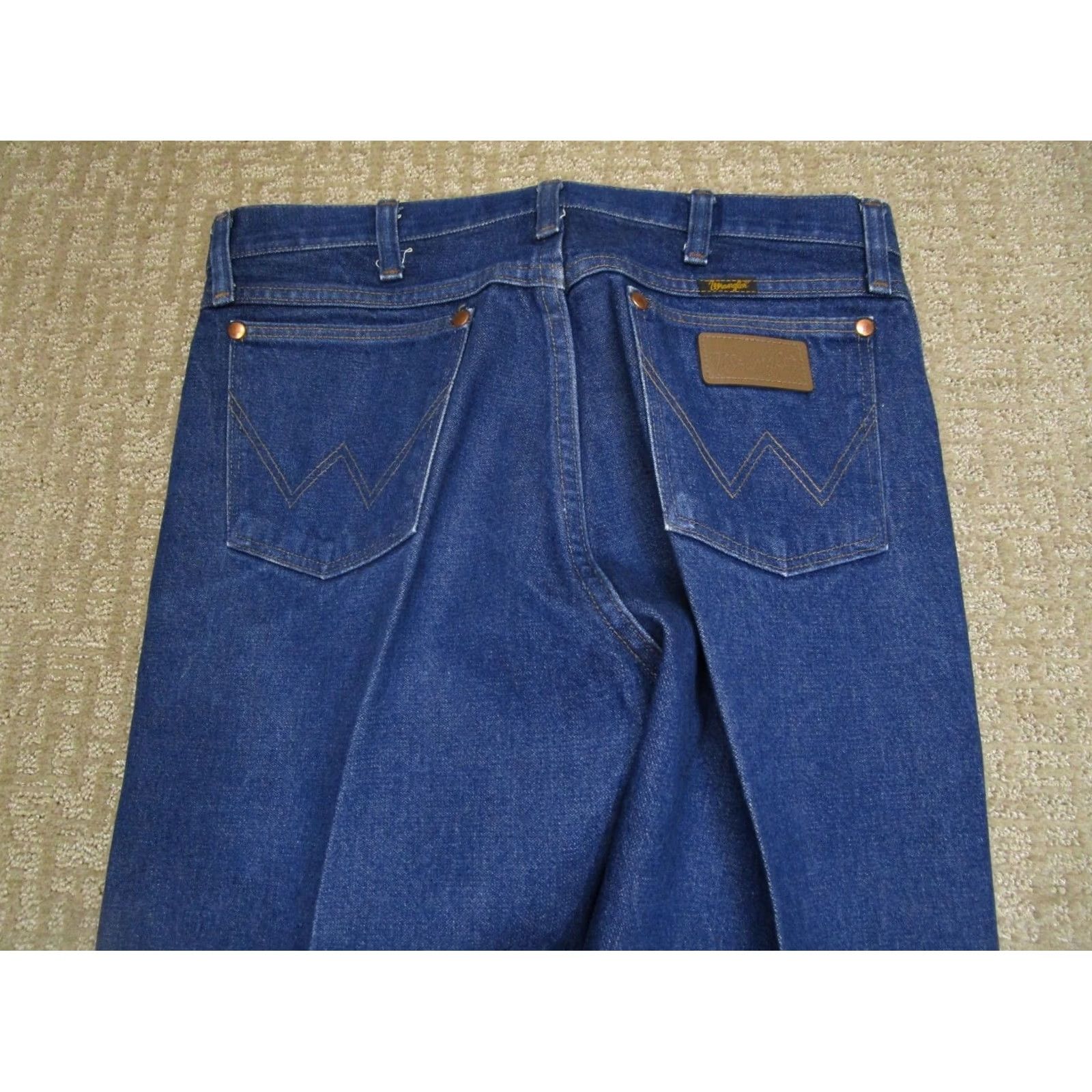 Wrangler Wrangler Jeans Men 34x33 Blue Cowboy Cut Original Fit Western Pants Dark Wash Denim 5-Pocket Regular Rise Bootcut Logo Cowboy Model 13MWZ Mens Jeans Size US 34 / EU 50 - 4 Thumbnail