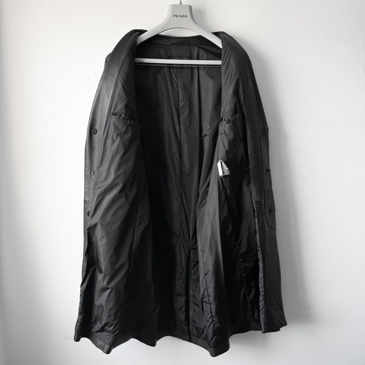 Prada Prada 2000’s Black Deer Leather Insulated Overcoat Size US M / EU 48-50 / 2 - 9 Thumbnail